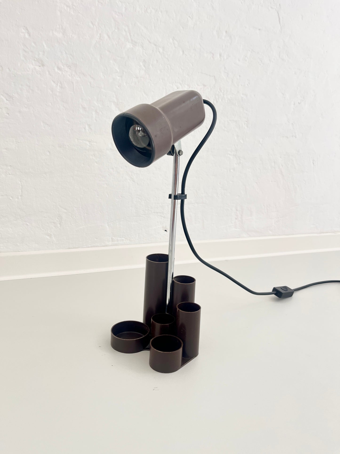 Space Age Desk Lamp with Integrated Organizer, Brown, 1970s