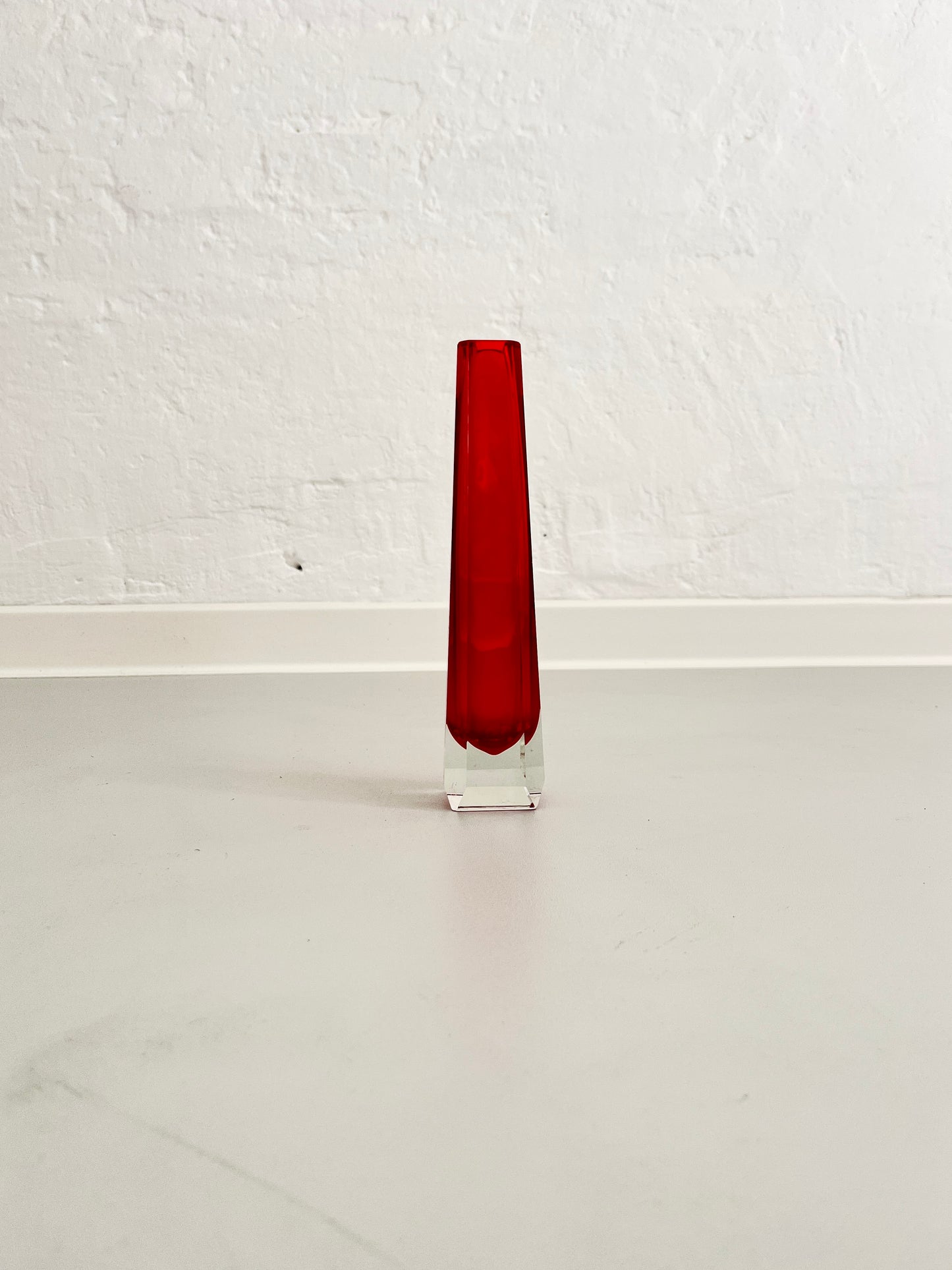 Vintage Red Cased Glass Vase by VEB Kunstglas Ilmenau, GDR, 1970s