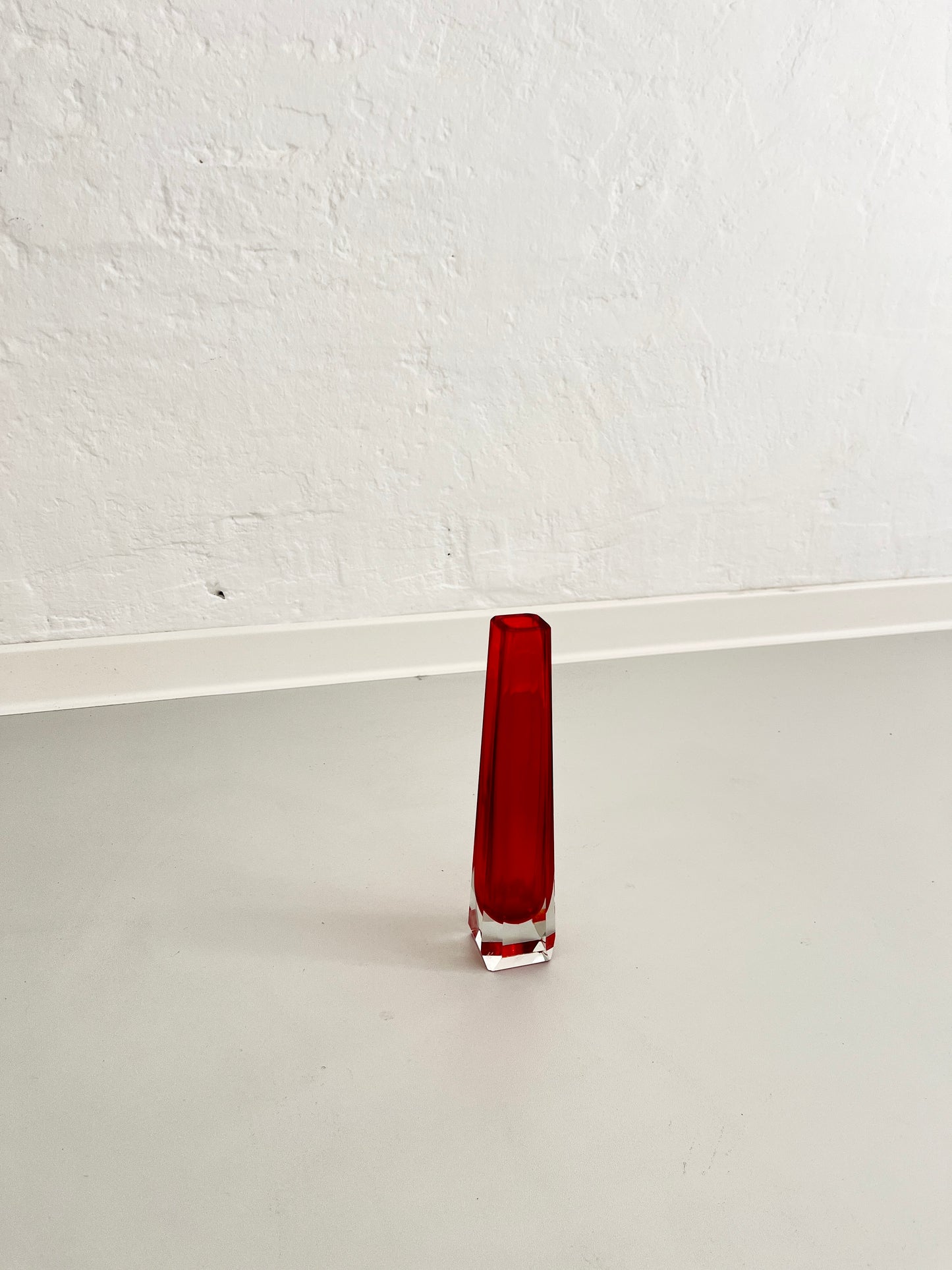 Vintage Red Cased Glass Vase by VEB Kunstglas Ilmenau, GDR, 1970s