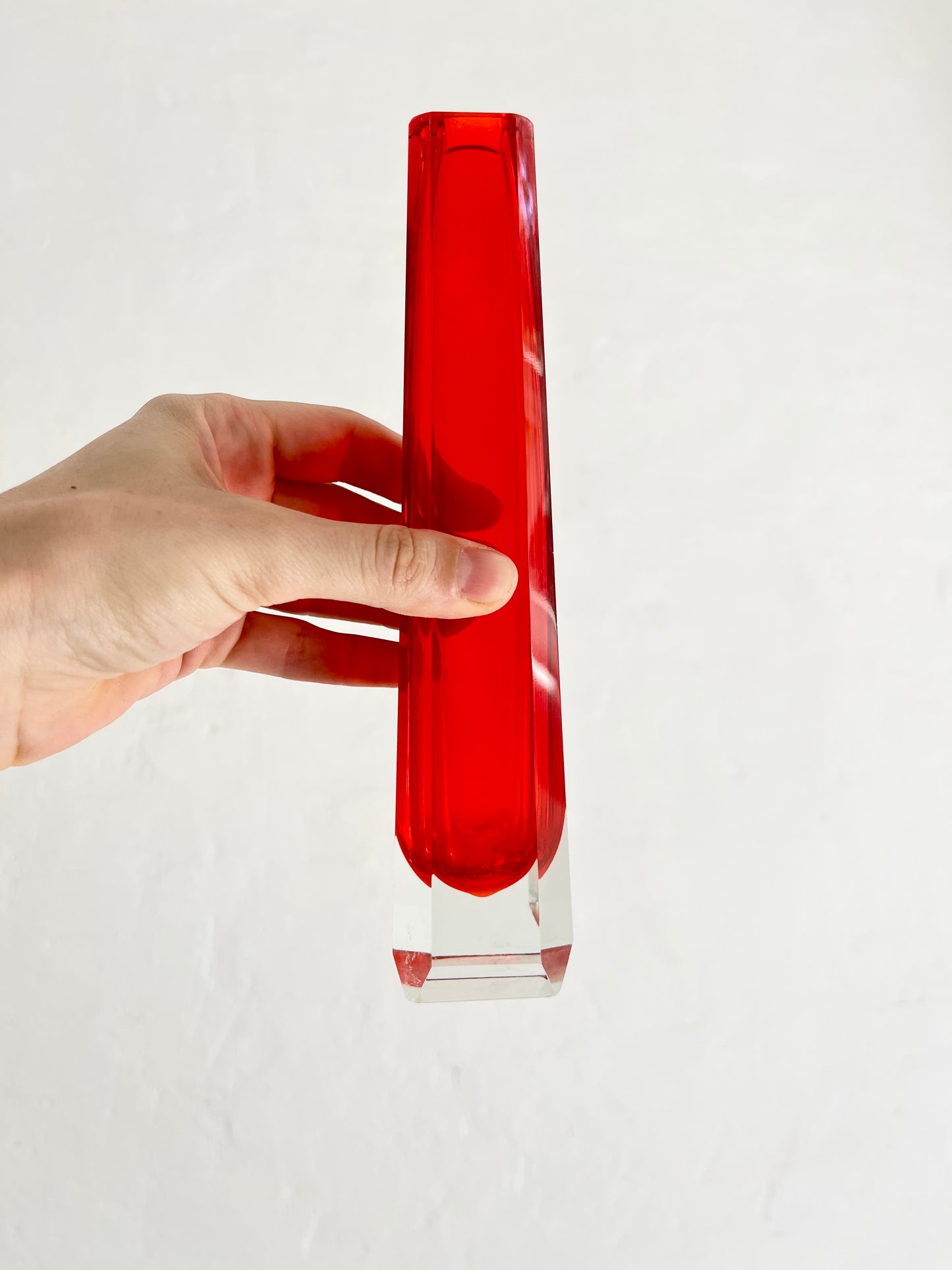 Vintage Red Cased Glass Vase by VEB Kunstglas Ilmenau, GDR, 1970s