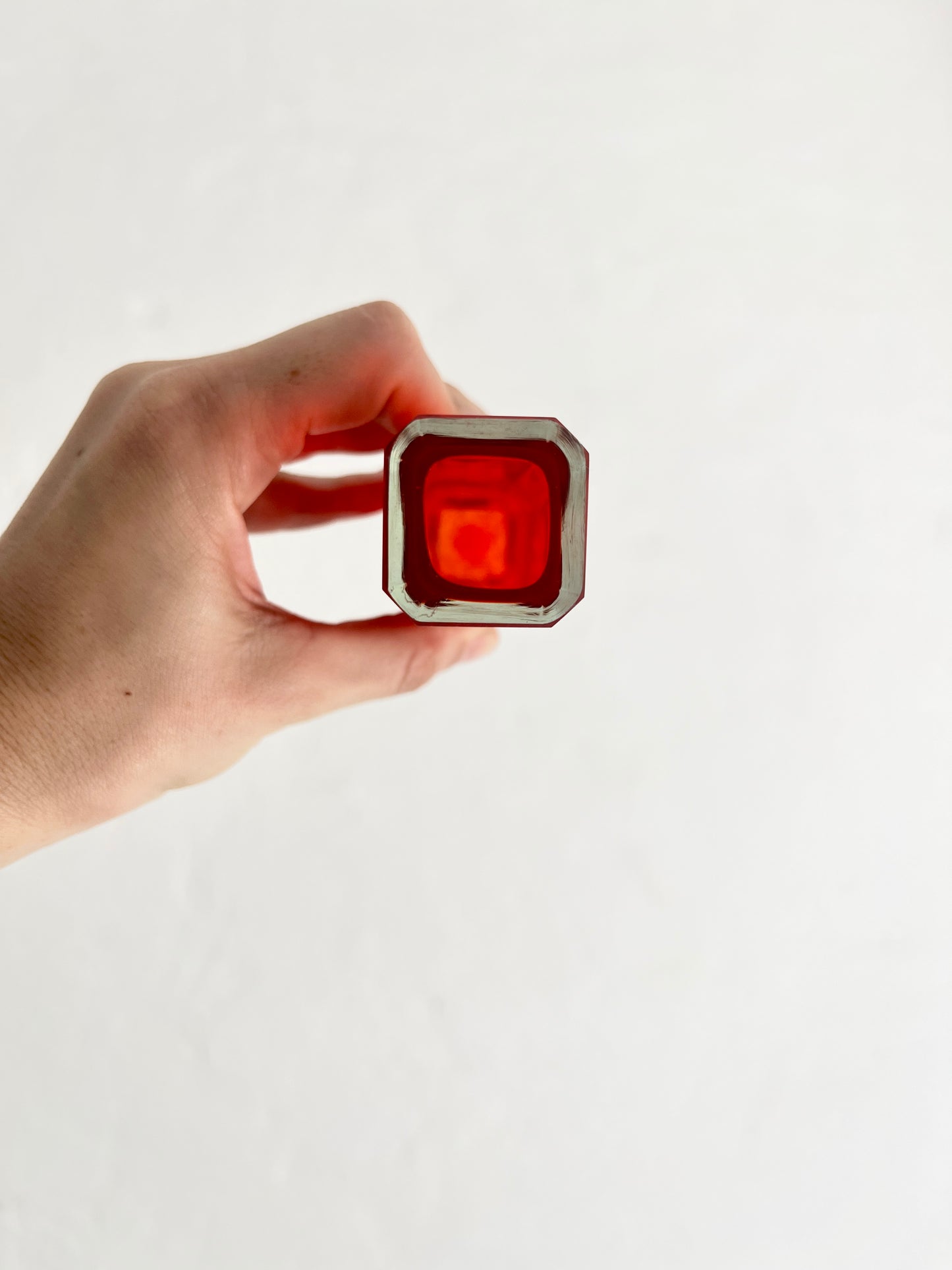 Vintage Red Cased Glass Vase by VEB Kunstglas Ilmenau, GDR, 1970s