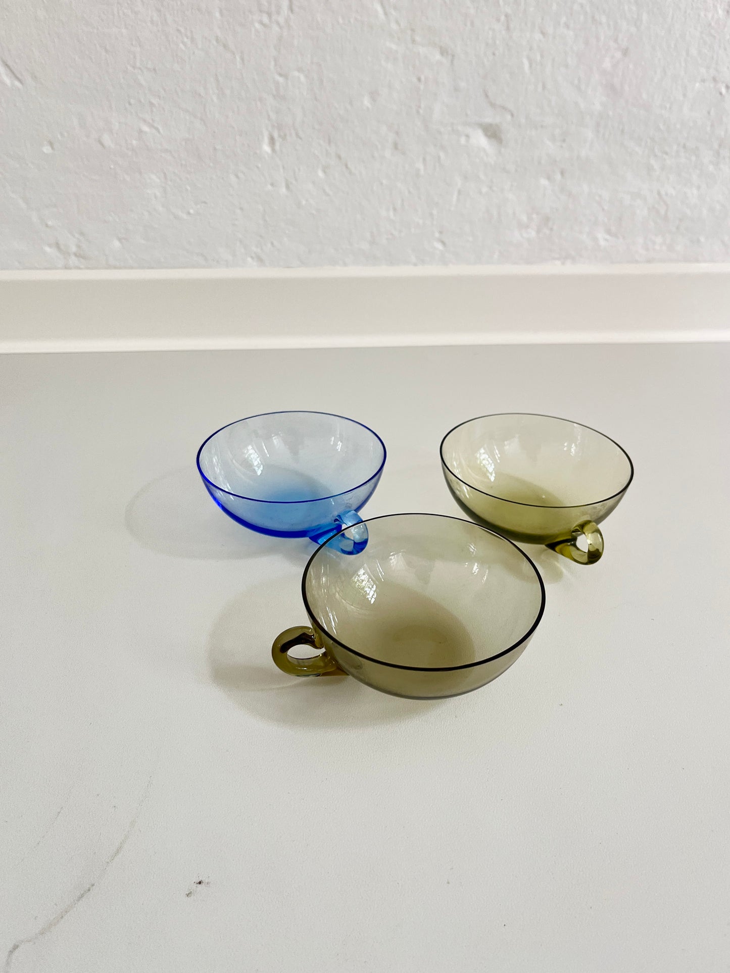 Vintage Tinted Glass Tea Cups, set of 3, 1970s