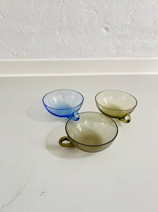 Vintage Tinted Glass Tea Cups, set of 3, 1970s