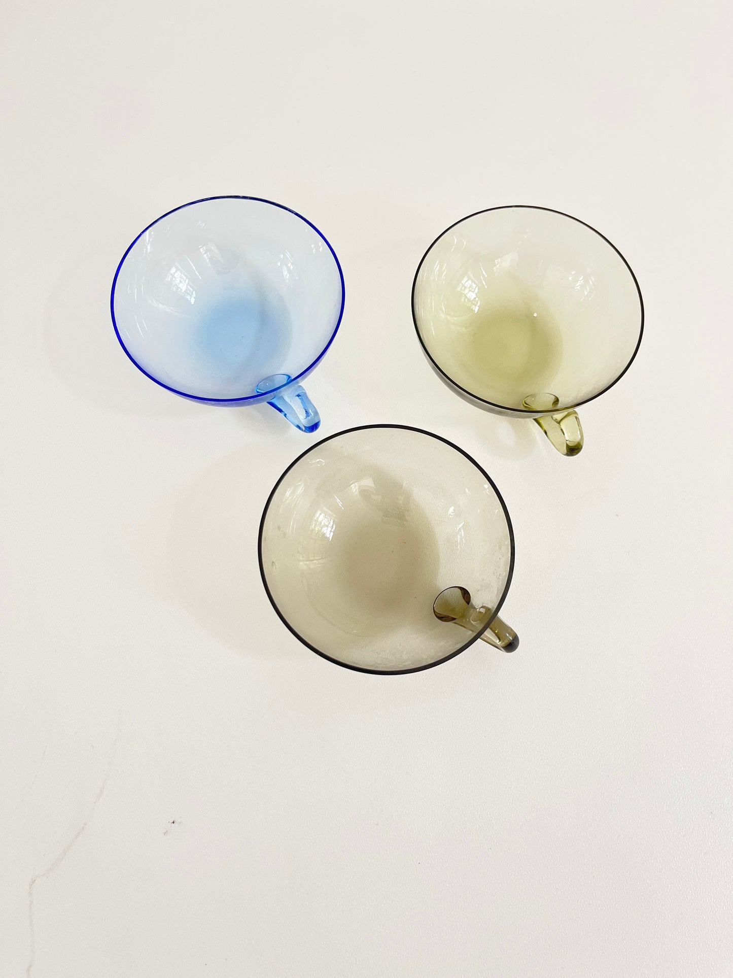 Vintage Tinted Glass Tea Cups, set of 3, 1970s