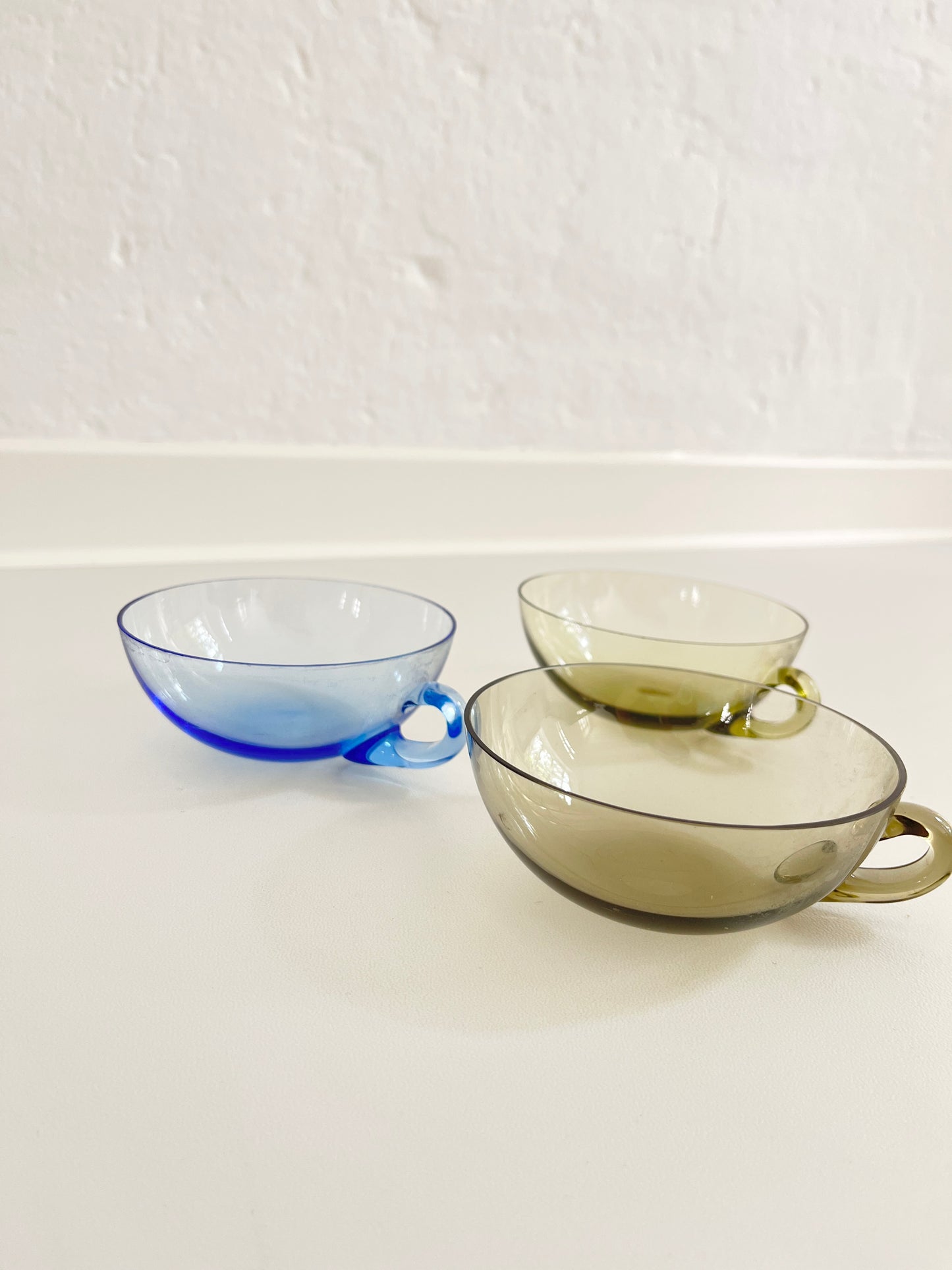 Vintage Tinted Glass Tea Cups, set of 3, 1970s