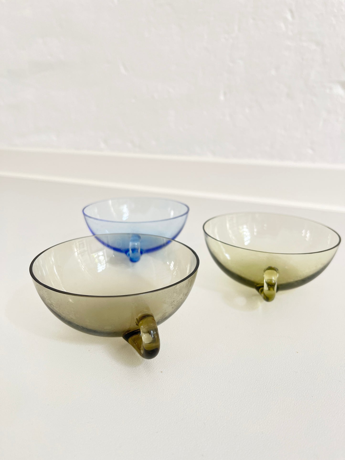 Vintage Tinted Glass Tea Cups, set of 3, 1970s