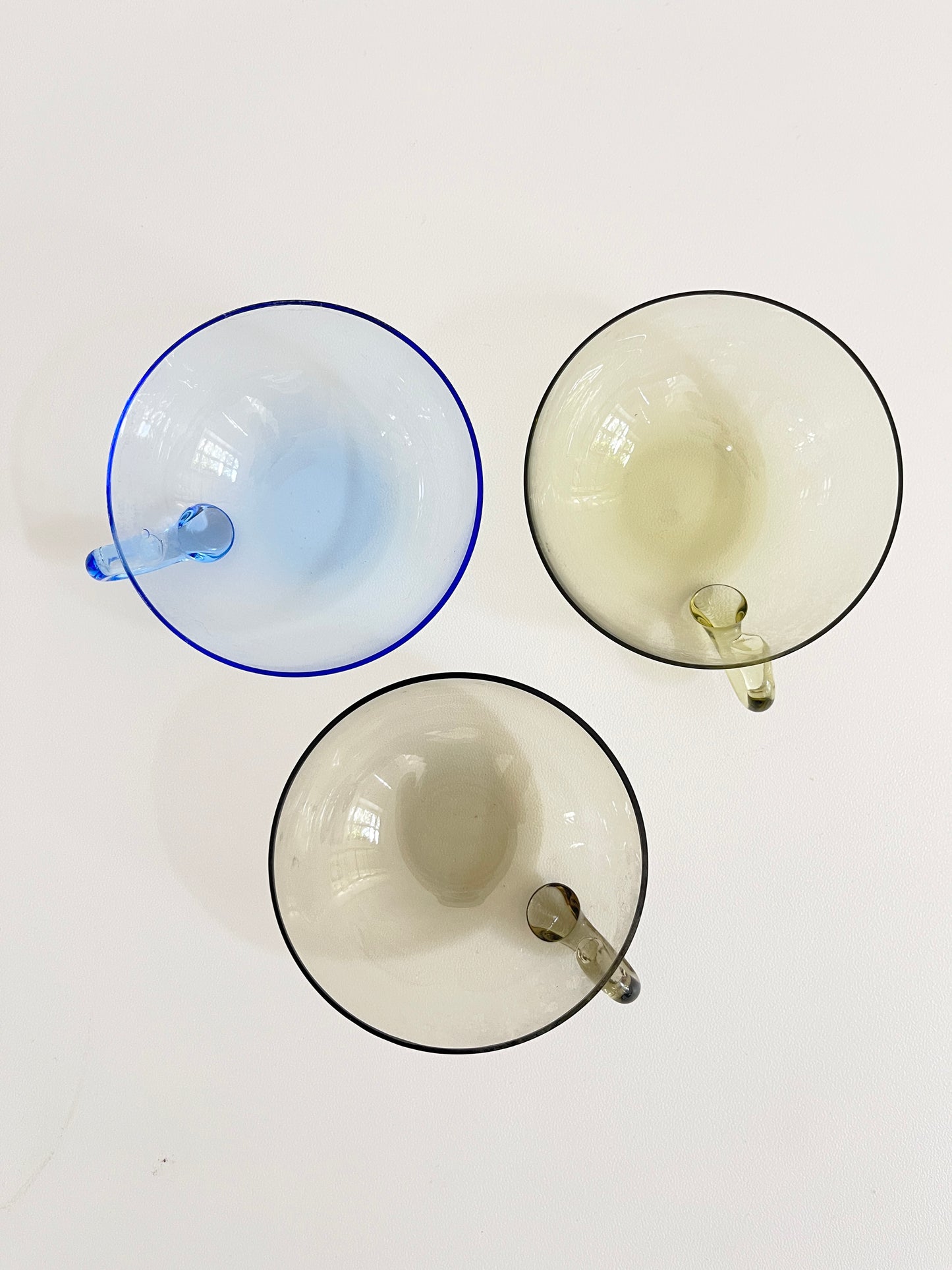 Vintage Tinted Glass Tea Cups, set of 3, 1970s