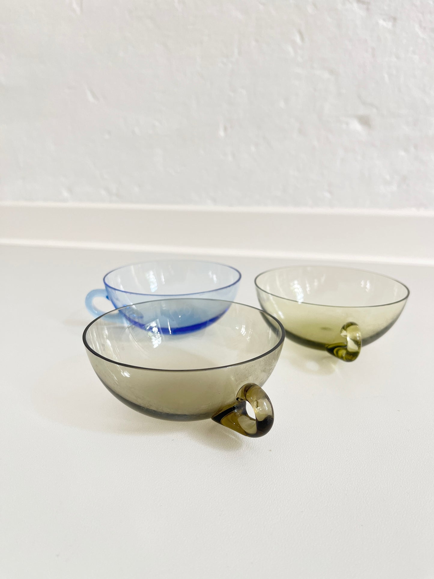 Vintage Tinted Glass Tea Cups, set of 3, 1970s