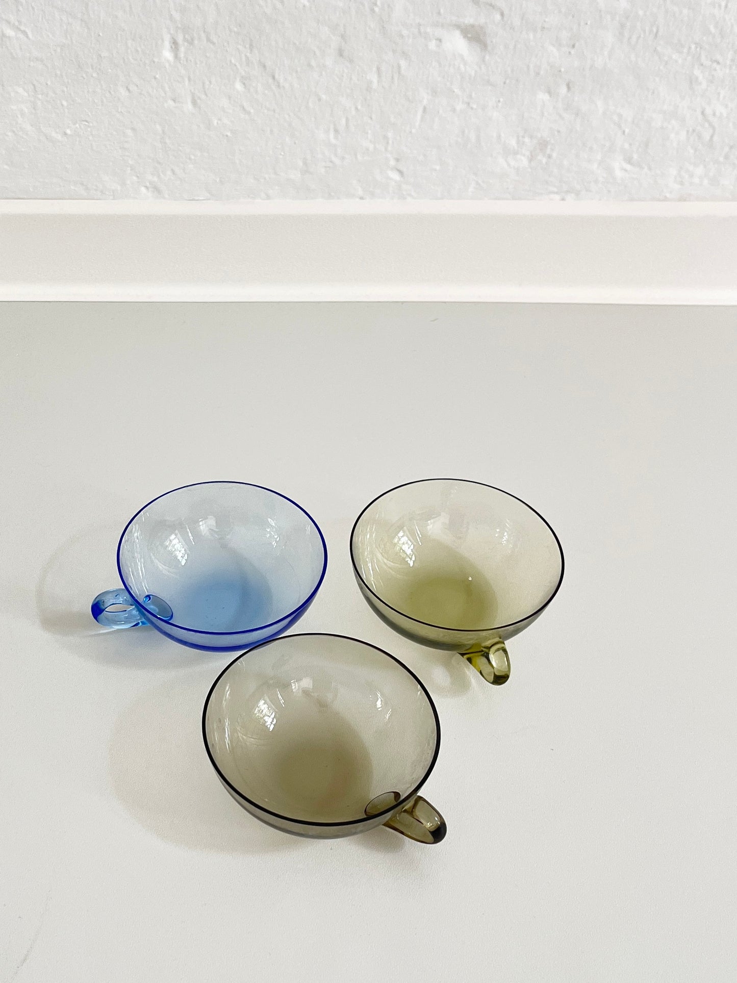 Vintage Tinted Glass Tea Cups, set of 3, 1970s