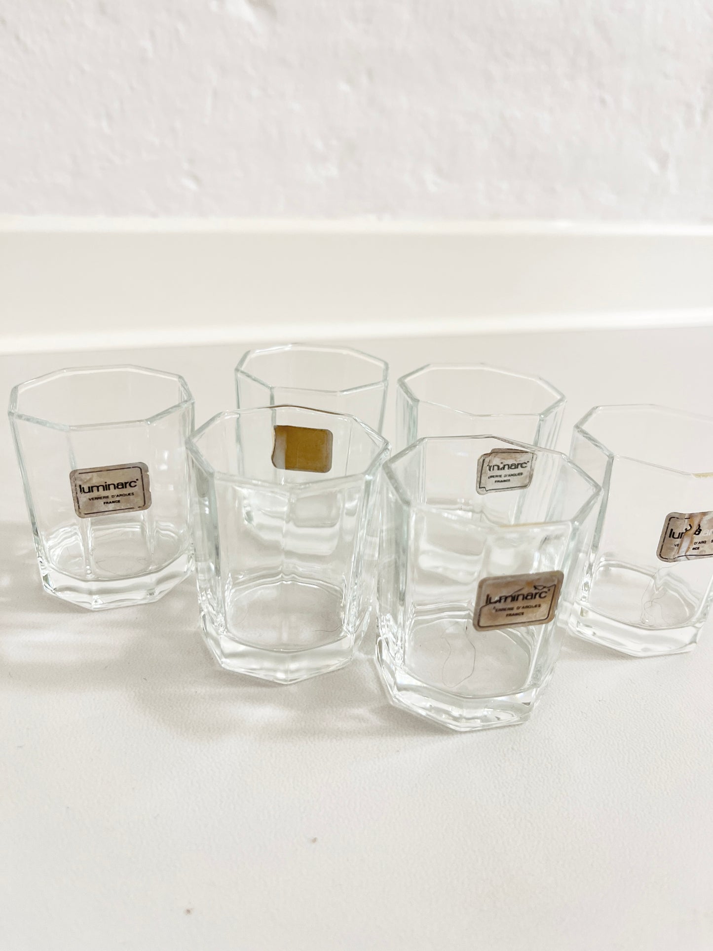 Hexagonal Shot Glasses by Luminarc, Set of 6, France, 1980s