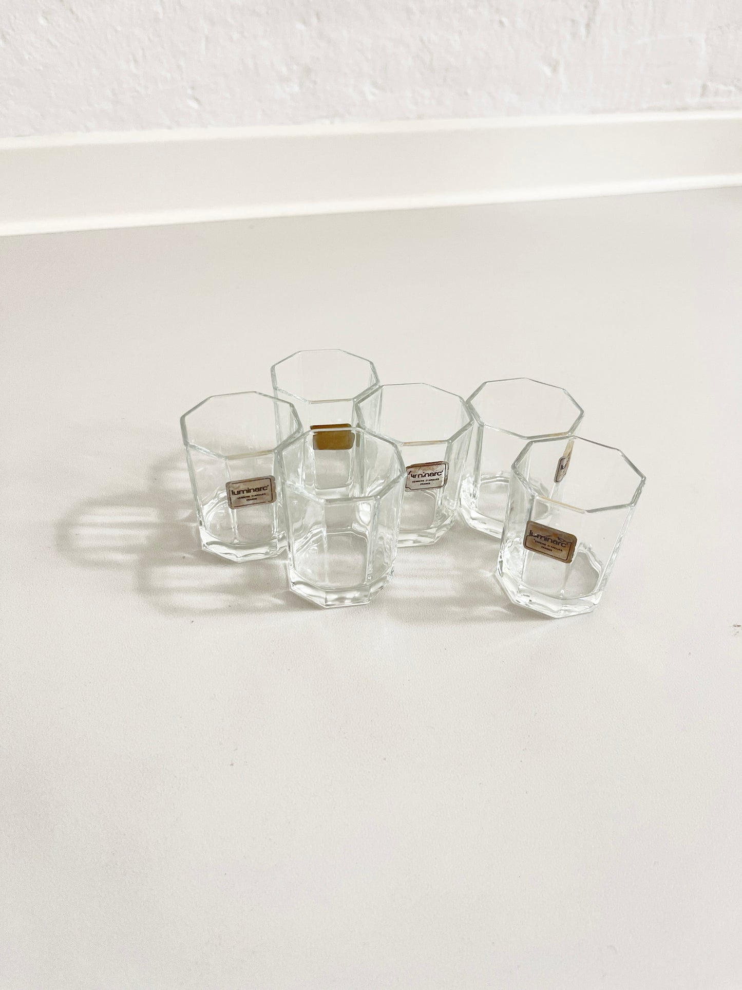 Hexagonal Shot Glasses by Luminarc, Set of 6, France, 1980s