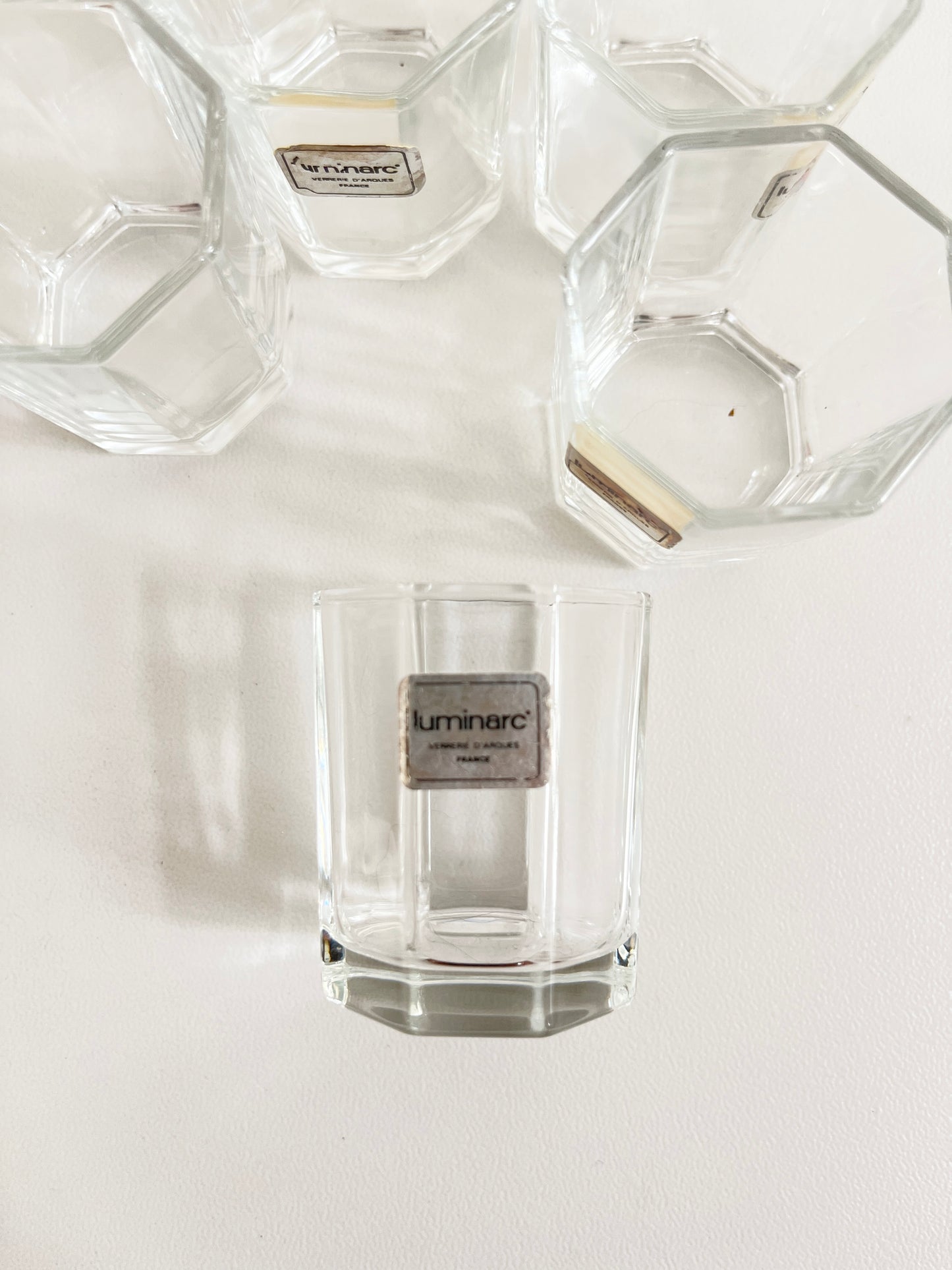 Hexagonal Shot Glasses by Luminarc, Set of 6, France, 1980s