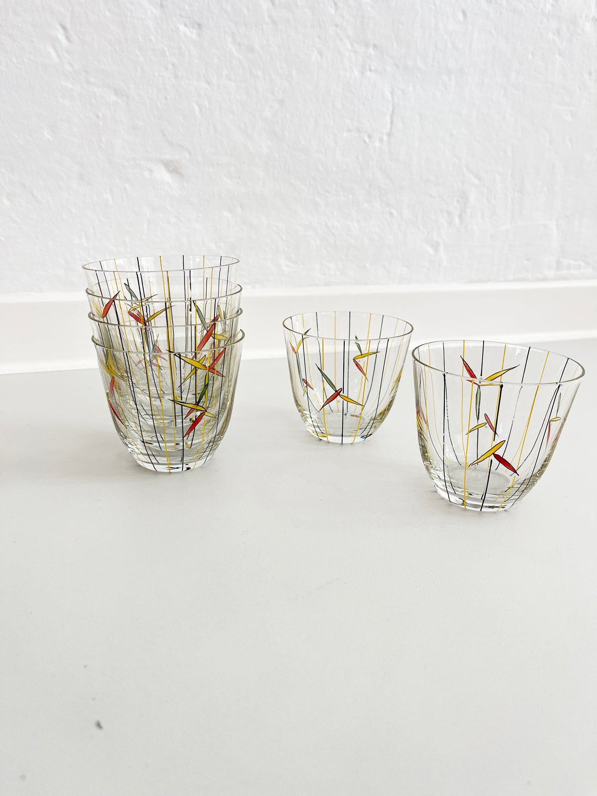 Hand-Painted Glasses, 1950s Glassware