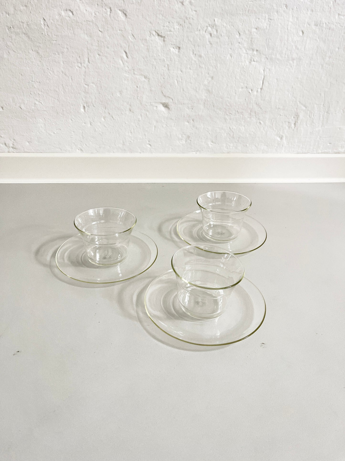 Borosilicate Glass Tea Cups, Set of 3, Jena Schott, GDR, 1960s