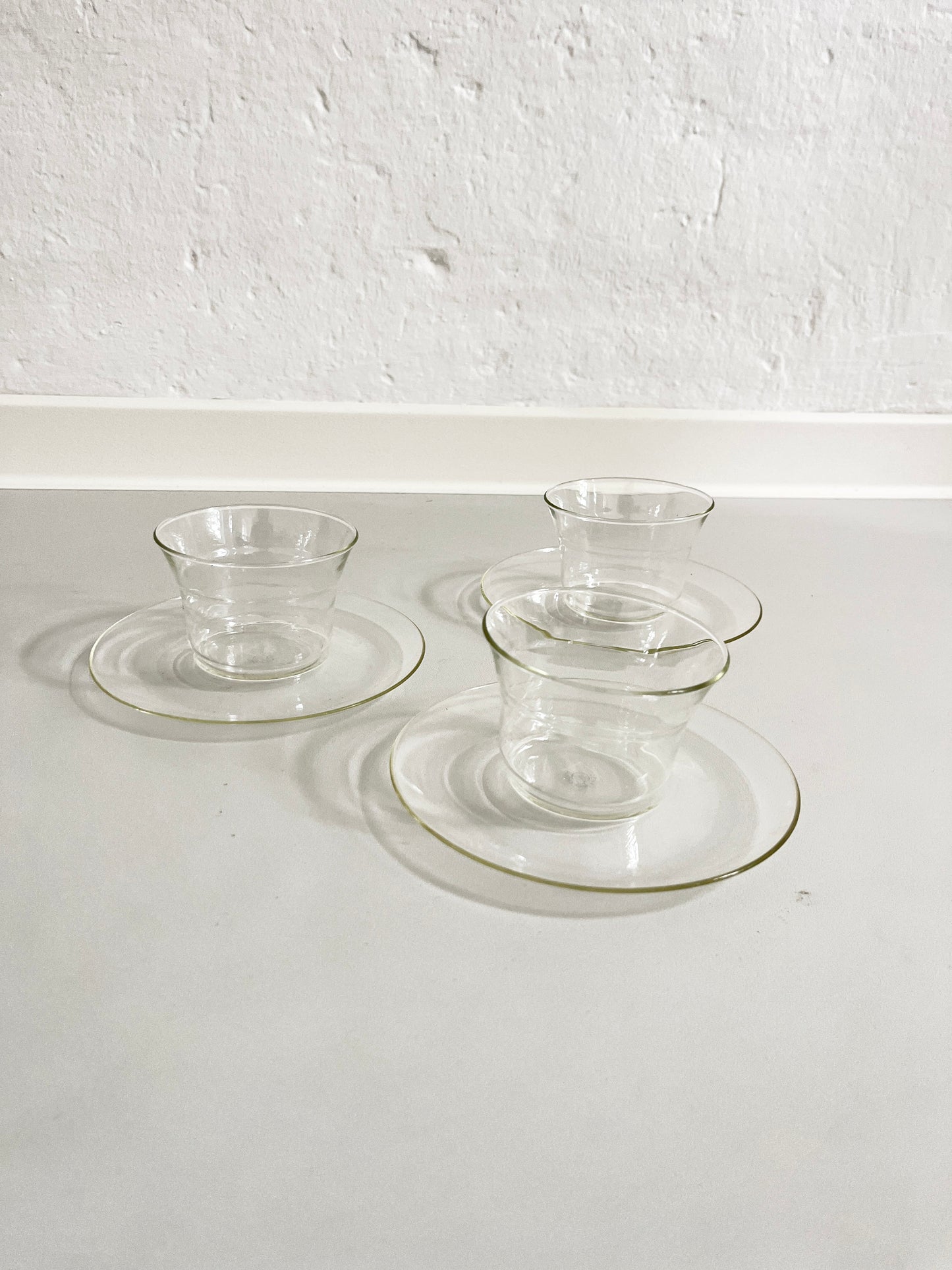 Borosilicate Glass Tea Cups, Set of 3, Jena Schott, GDR, 1960s