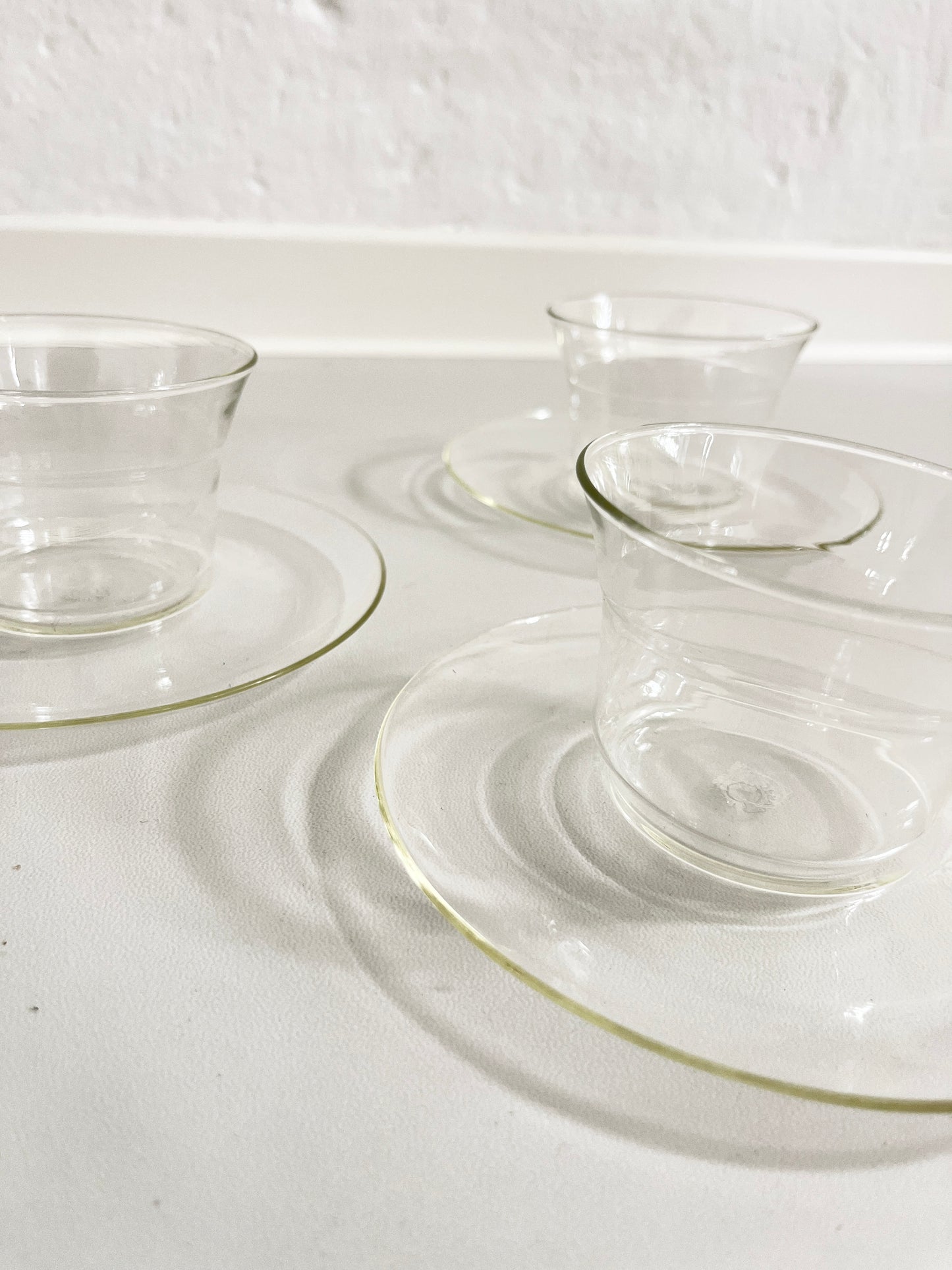 Borosilicate Glass Tea Cups, Set of 3, Jena Schott, GDR, 1960s