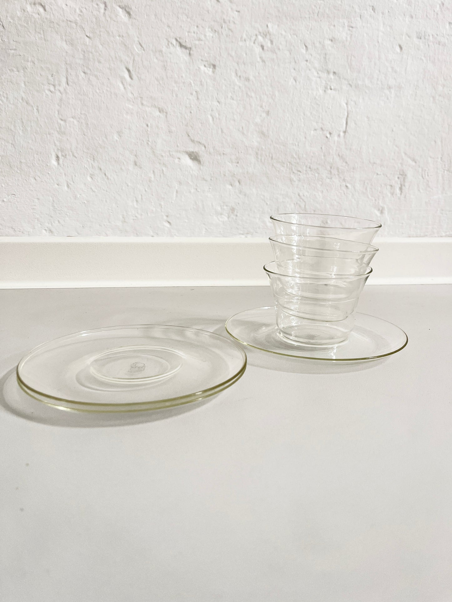 Borosilicate Glass Tea Cups, Set of 3, Jena Schott, GDR, 1960s