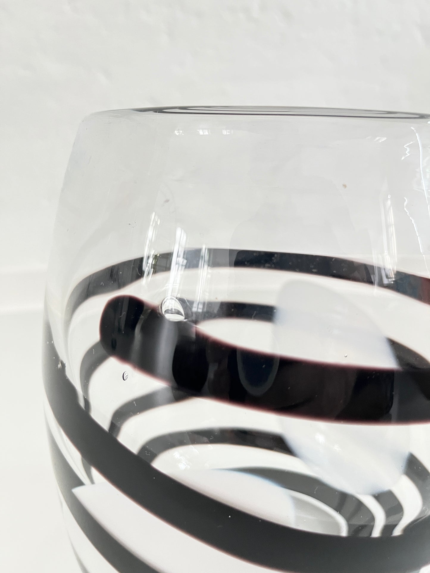 Kosta Boda Clear & Black Swirl Striped Art Vase, Sweden, 1990s