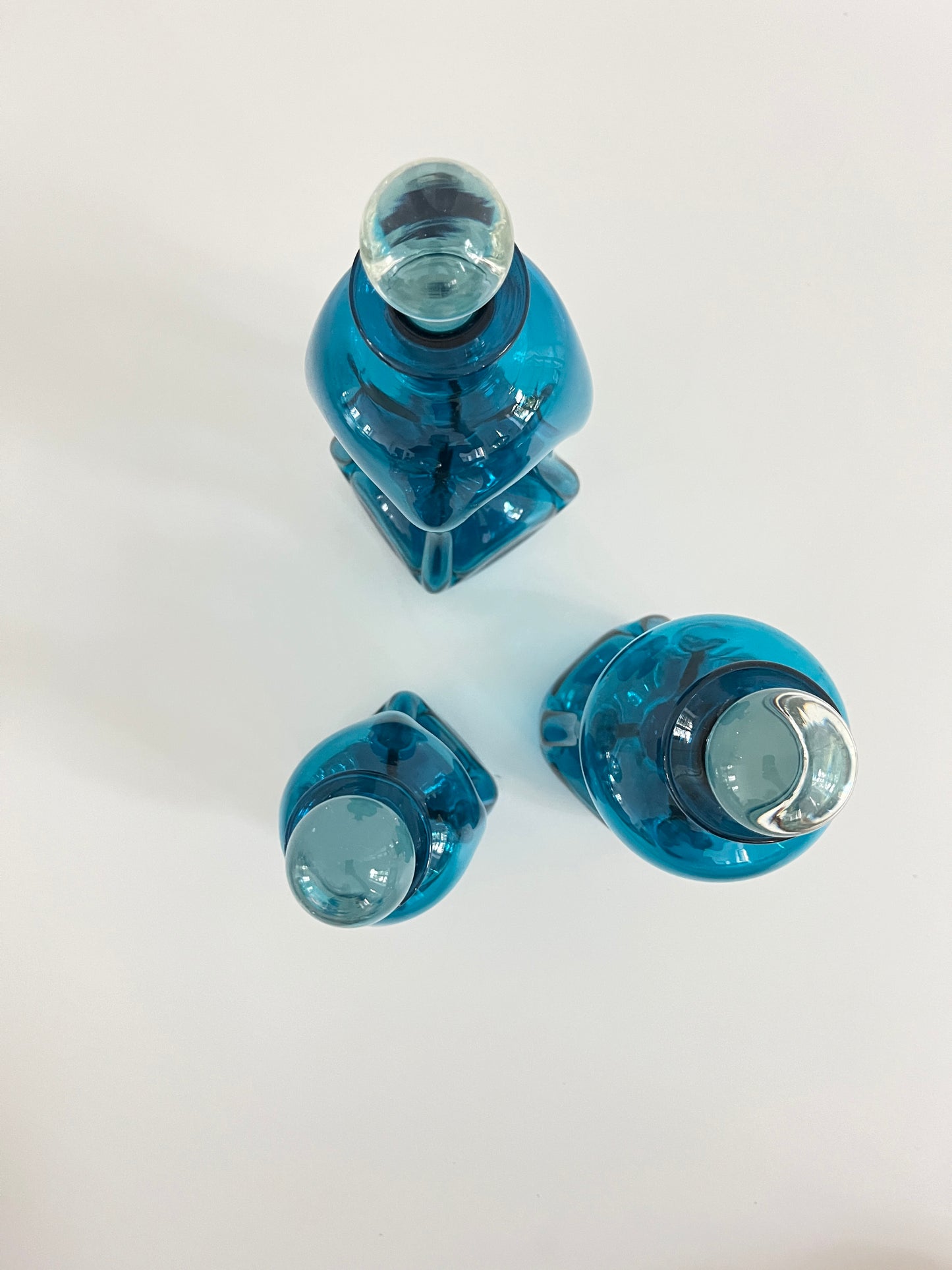 "Kluk Kluk" Blue Glass Decanter Vases, Holmegaard, Denmark, 1960s