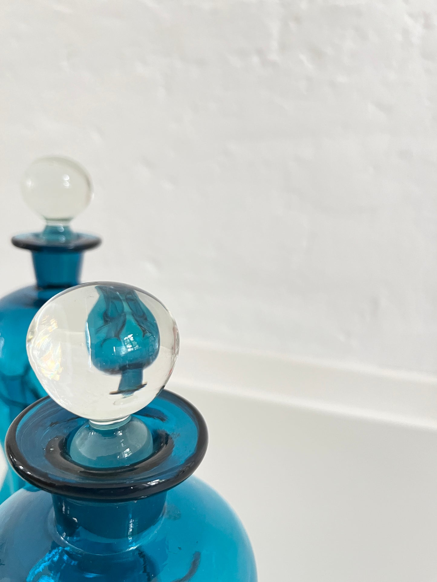 "Kluk Kluk" Blue Glass Decanter Vases, Holmegaard, Denmark, 1960s