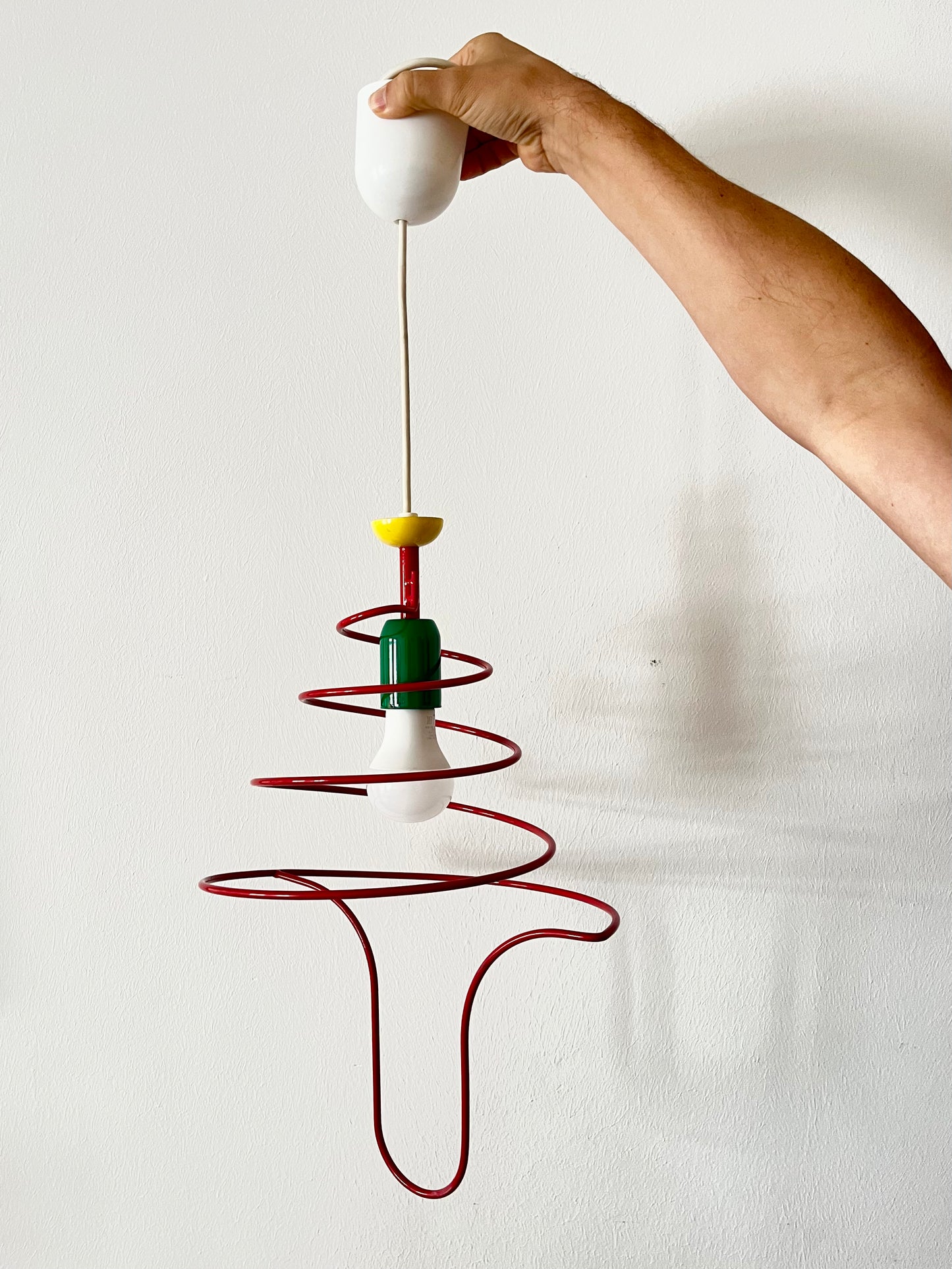Lampada a sospensione Pop Art a spirale colorata, ESTO Austria, 1980