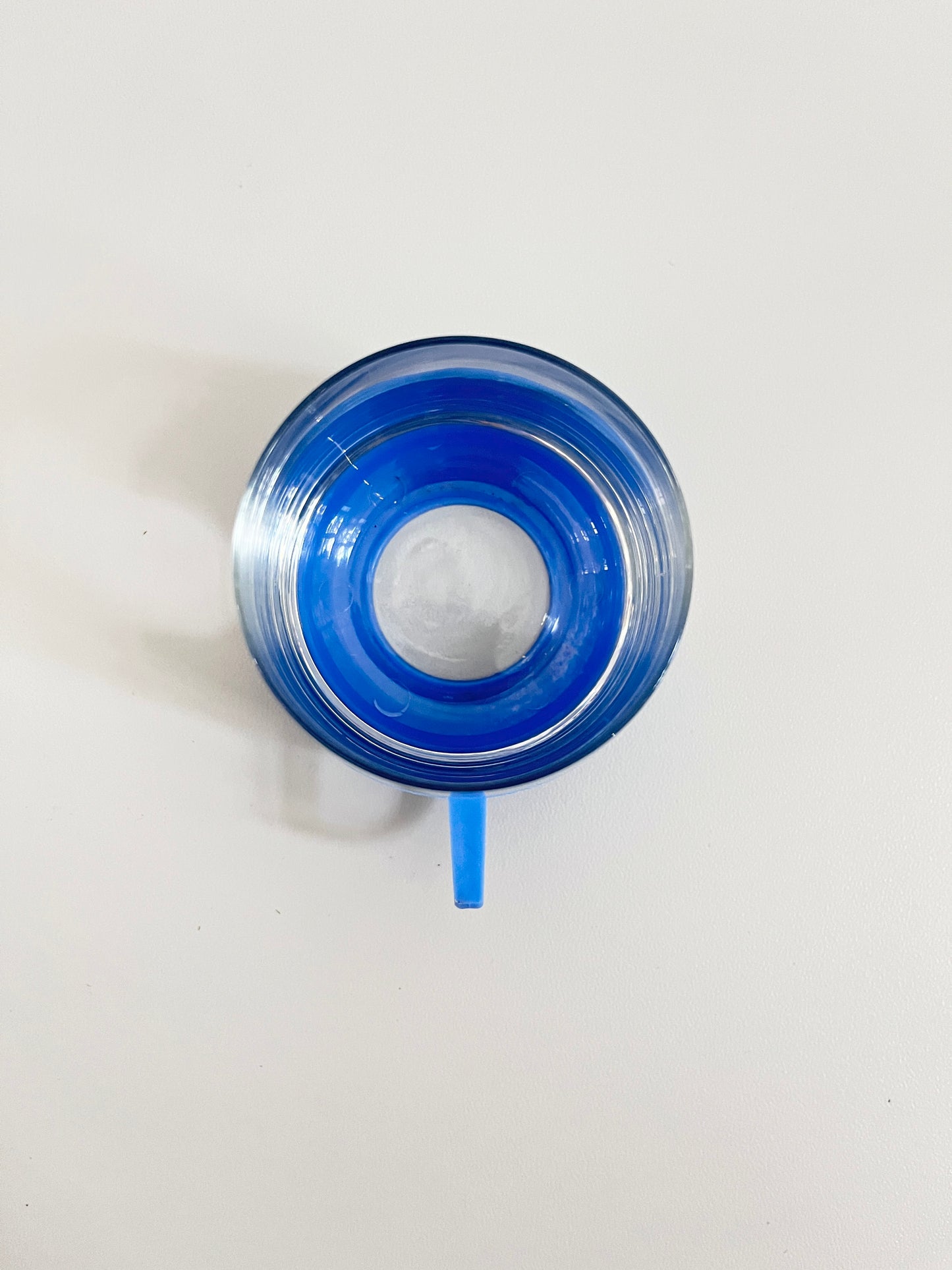 Glass Cups (6) with Blue Plastic Holders, DDR, 1960s