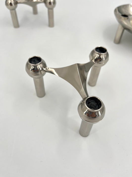 Vintage Stoff Nagel modular candle holder, Germany 1970s, interlocking zinc-alloy modular candle holder