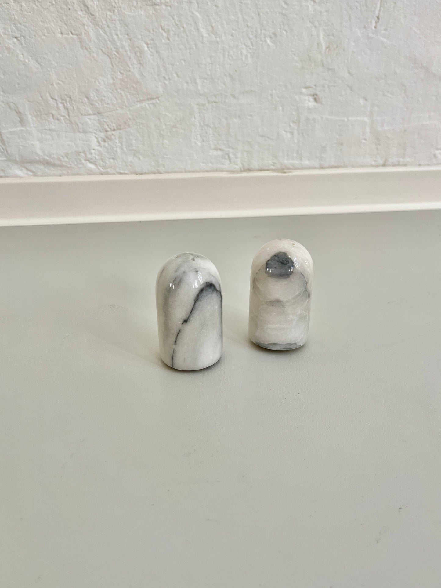 Vintage Marble Salt and Pepper Shakers Set, 1970s