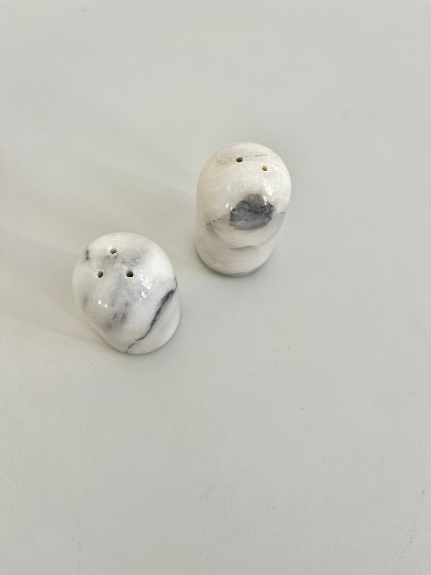 Vintage Marble Salt and Pepper Shakers Set, 1970s