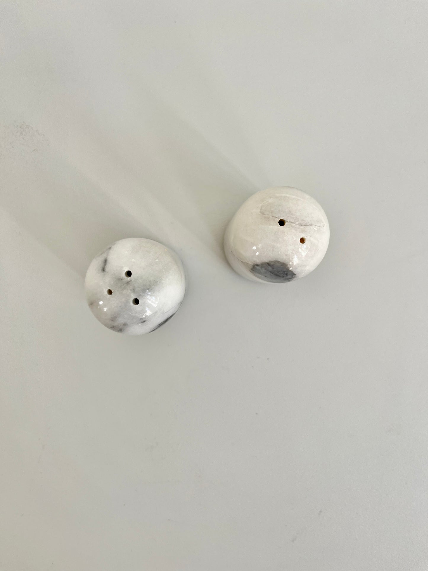 Vintage Marble Salt and Pepper Shakers Set, 1970s