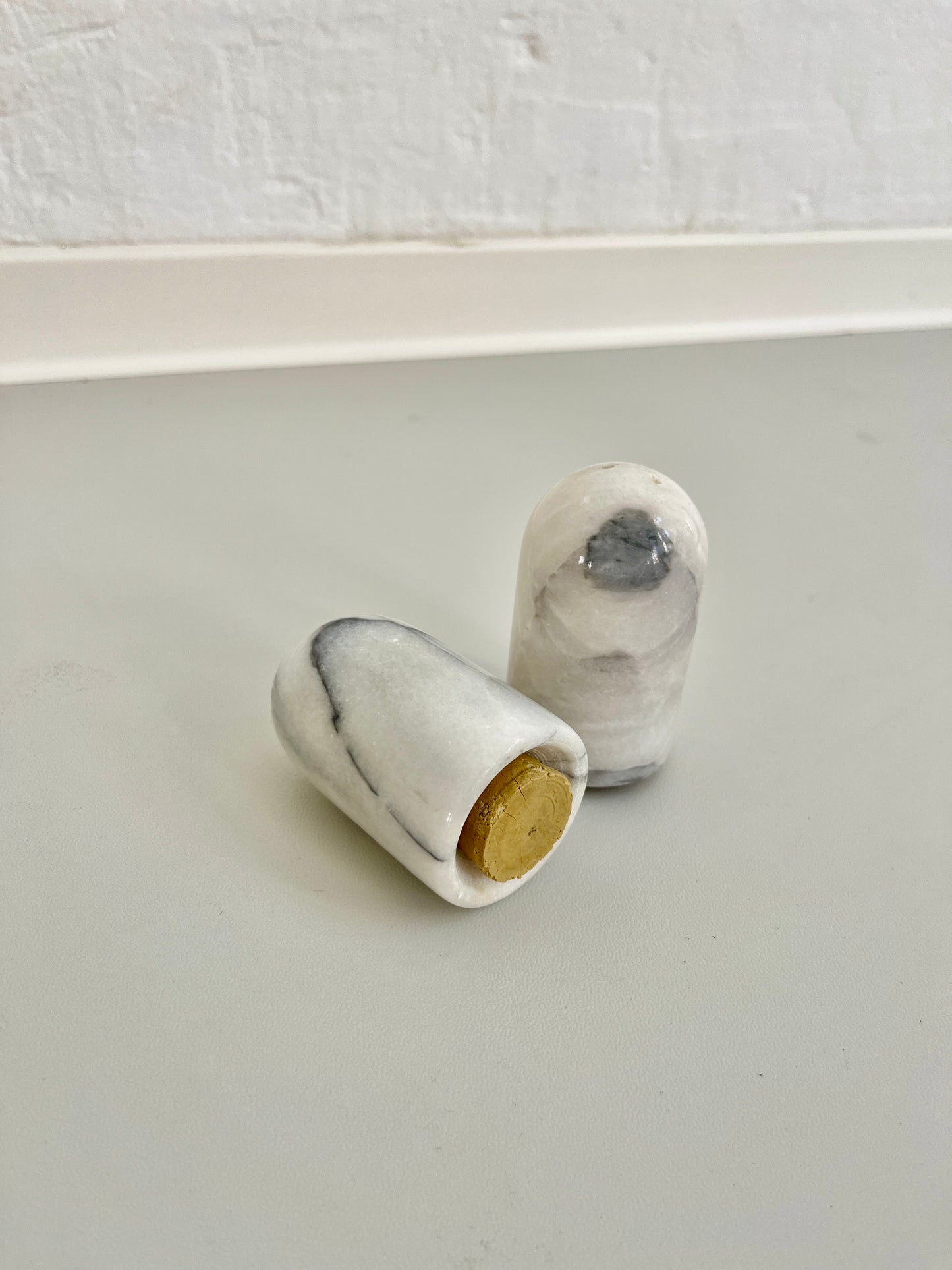 Vintage Marble Salt and Pepper Shakers Set, 1970s