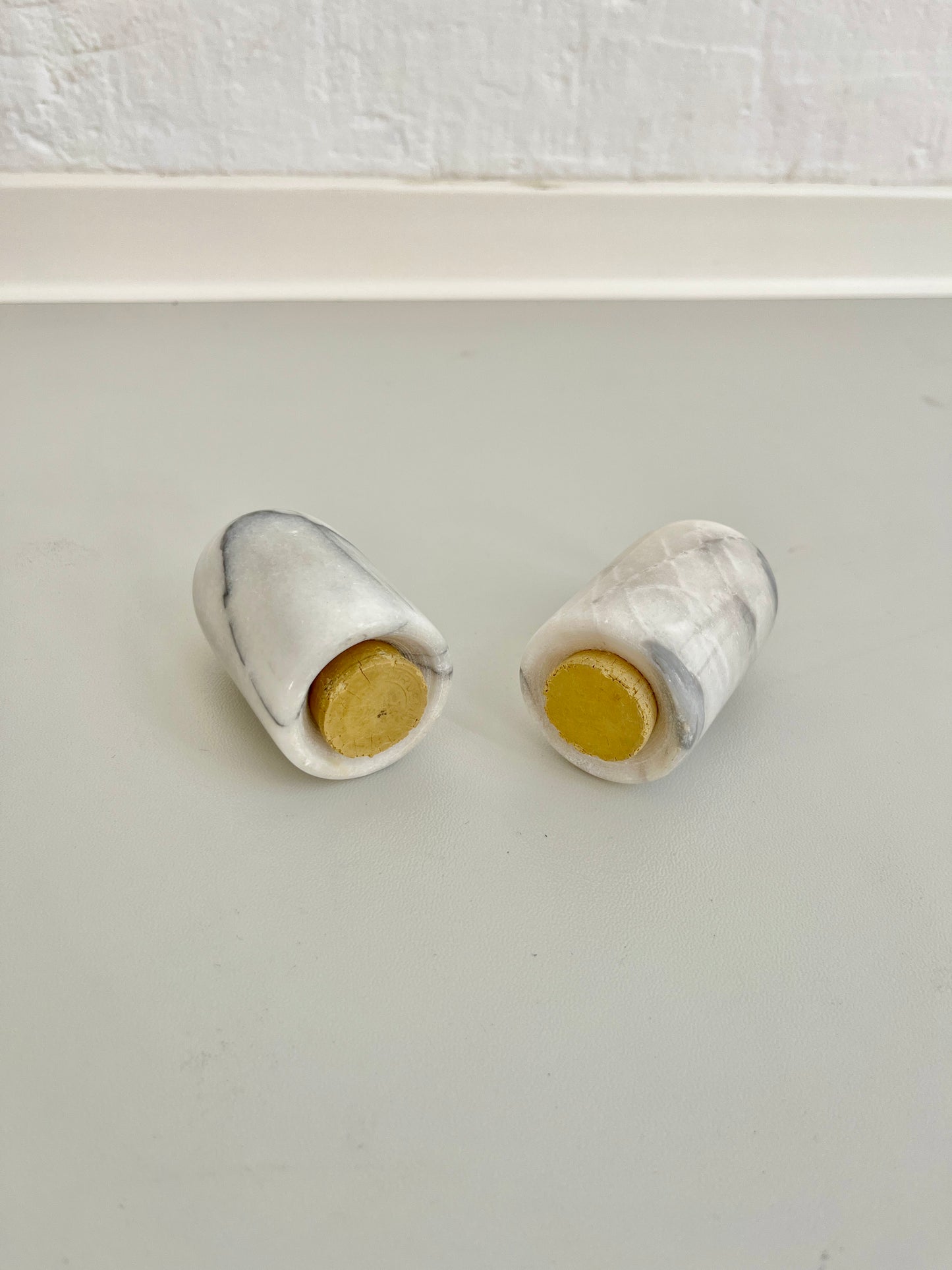 Vintage Marble Salt and Pepper Shakers Set, 1970s