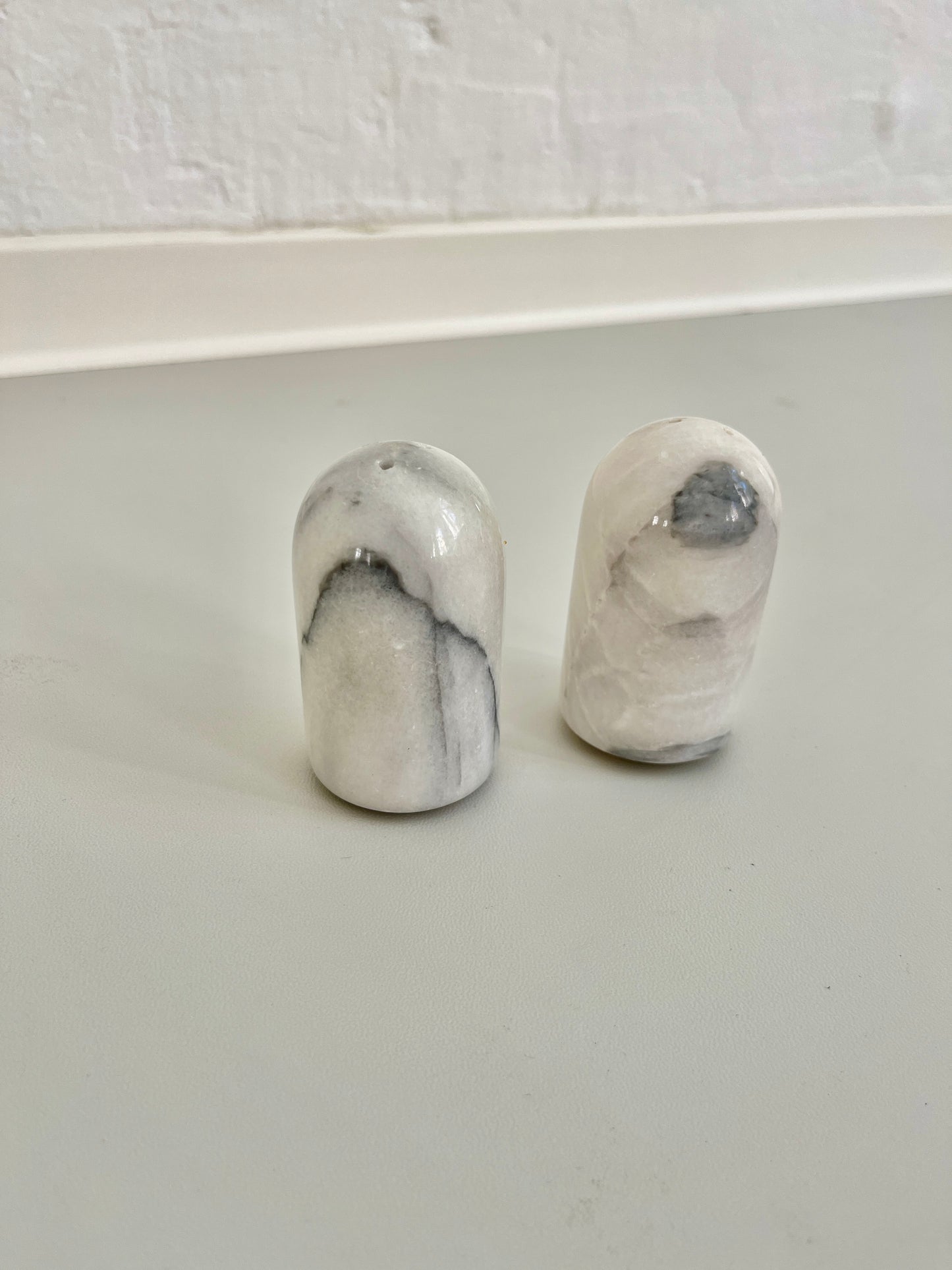 Vintage Marble Salt and Pepper Shakers Set, 1970s
