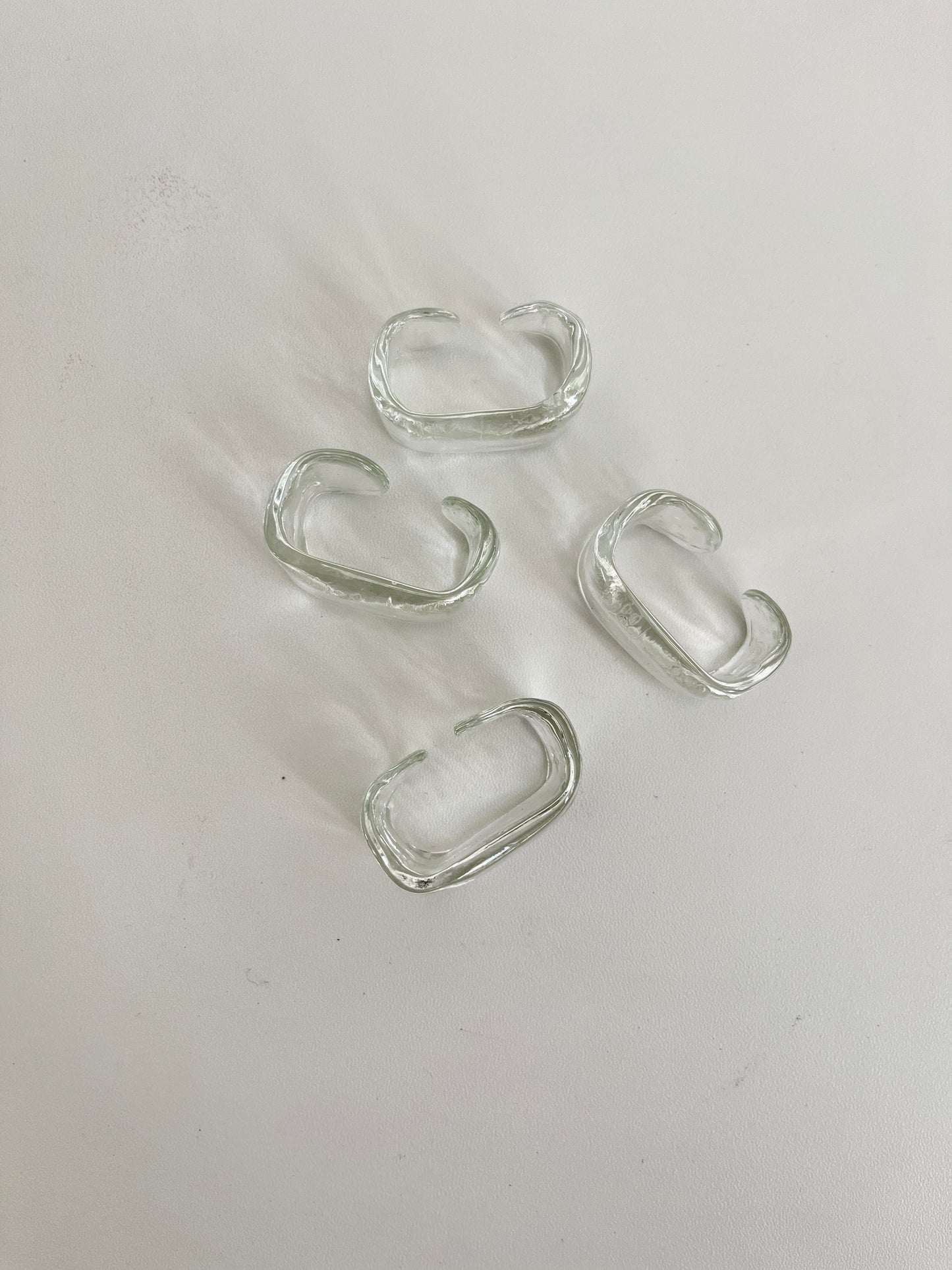 Vintage Glass Napkin Rings Set of 4 Textured Clear, 1980s