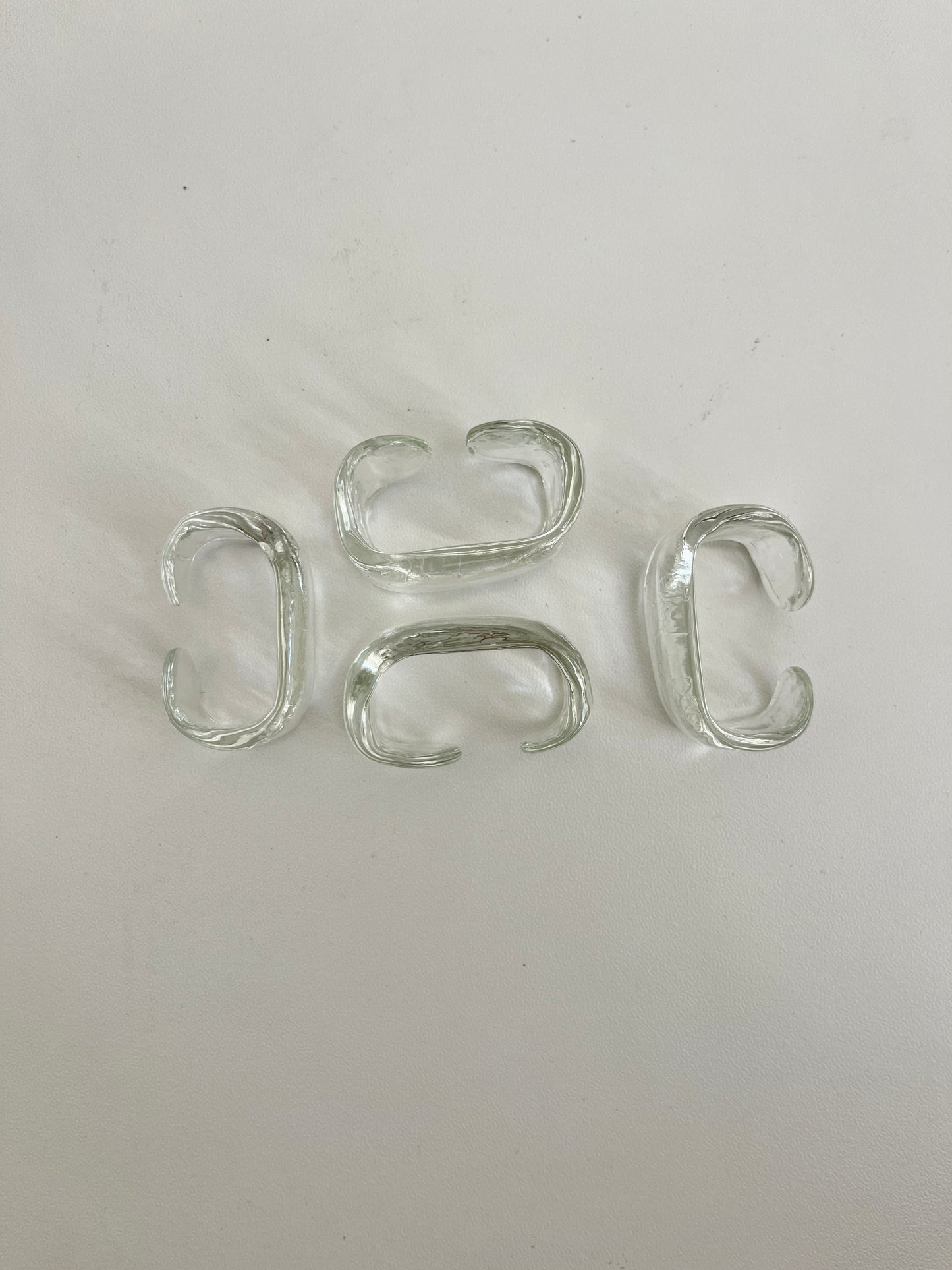 Vintage Glass Napkin Rings Set of 4 Textured Clear, 1980s
