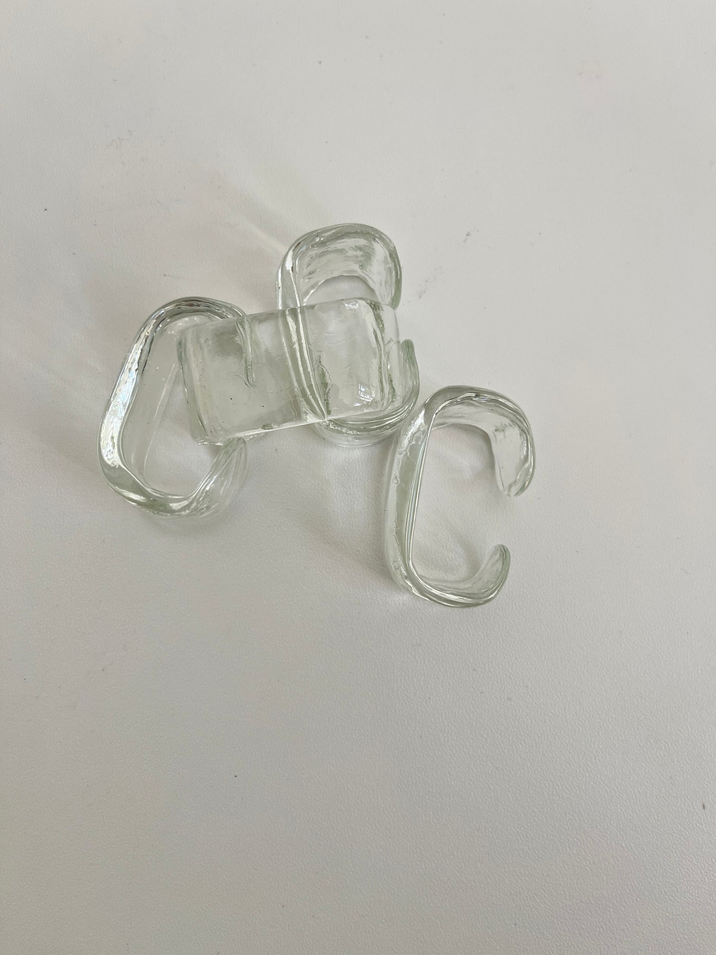 Vintage Glass Napkin Rings Set of 4 Textured Clear, 1980s