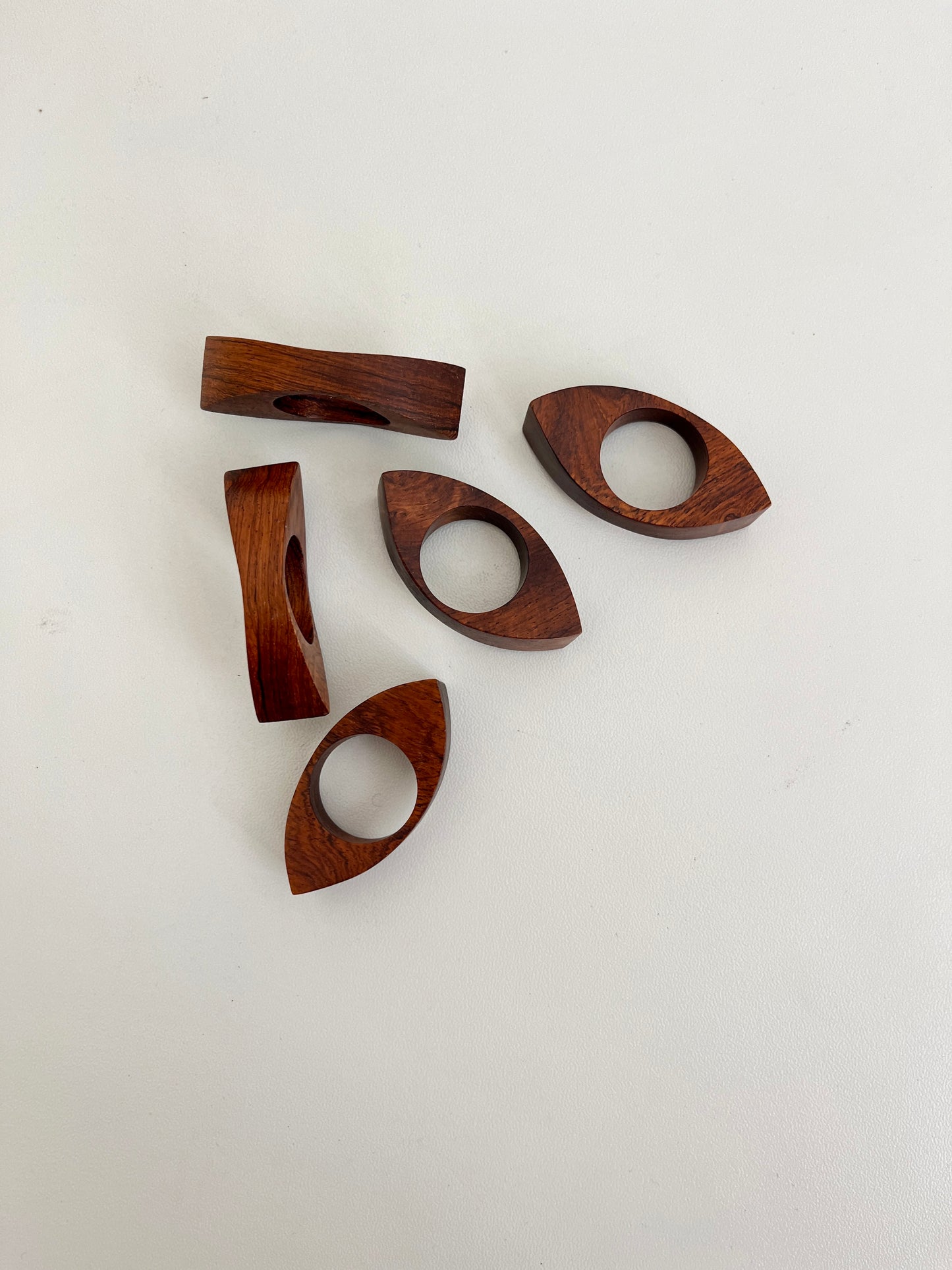 Vintage Italian wooden napkin rings, 1960s/70s