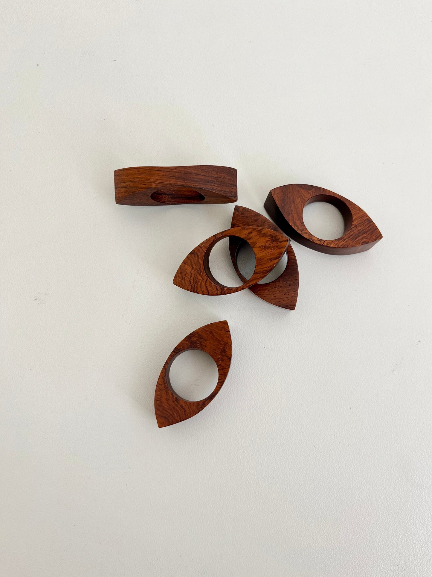 Vintage Italian wooden napkin rings, 1960s/70s
