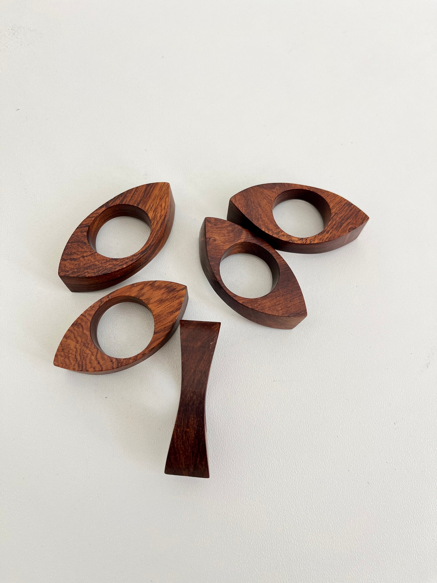 Vintage Italian wooden napkin rings, 1960s/70s