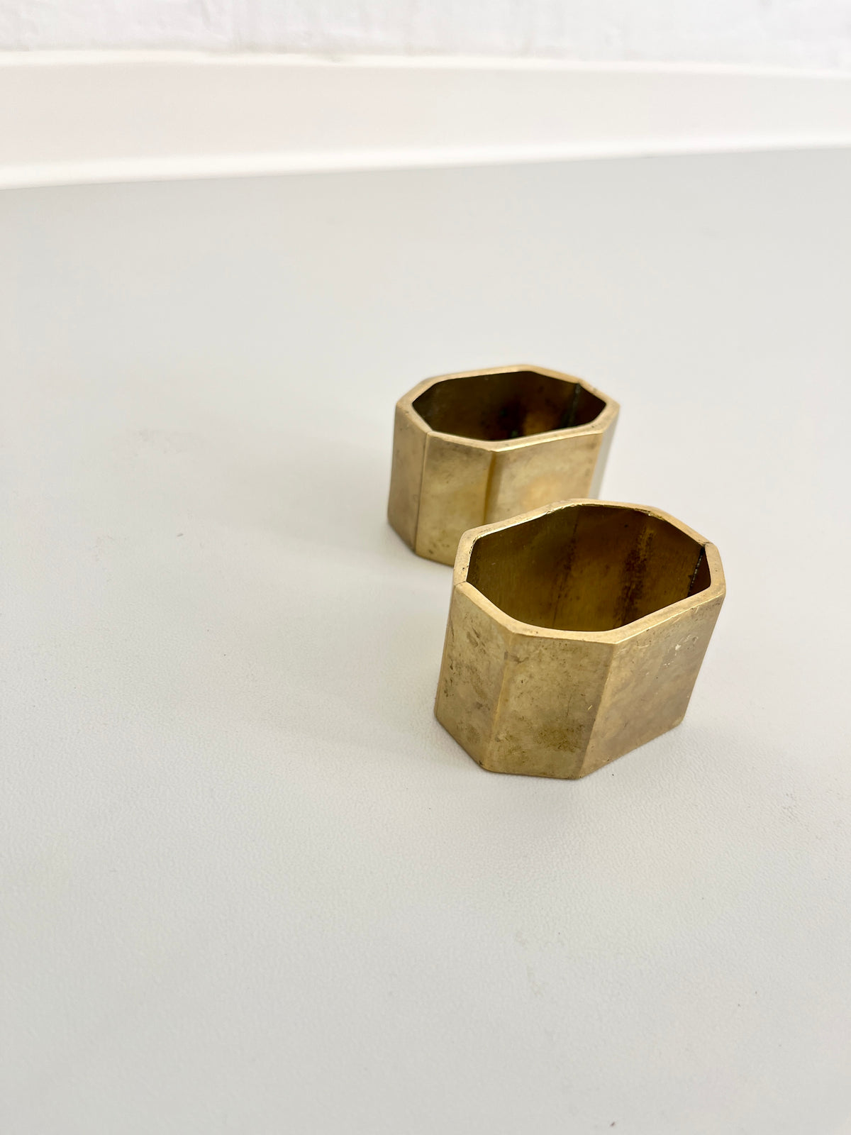 brass napkin rings, vintage design object