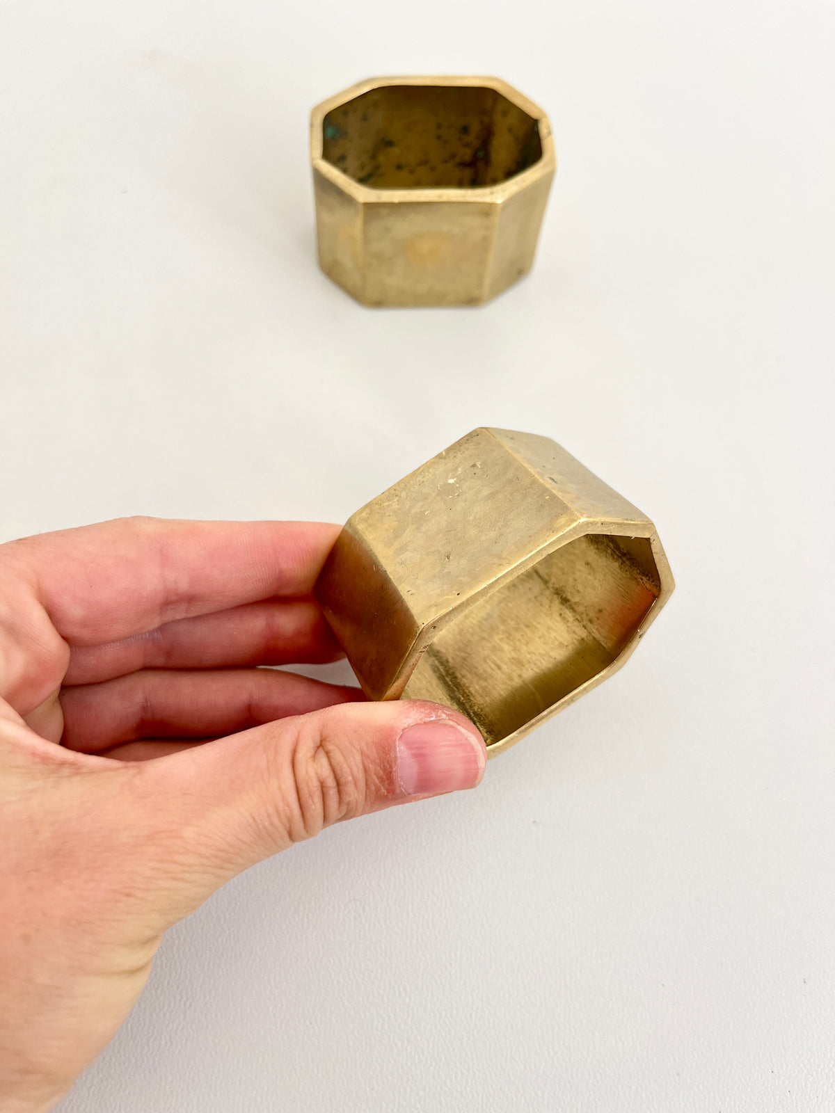 Vintage brass napkin rings from the 1960s