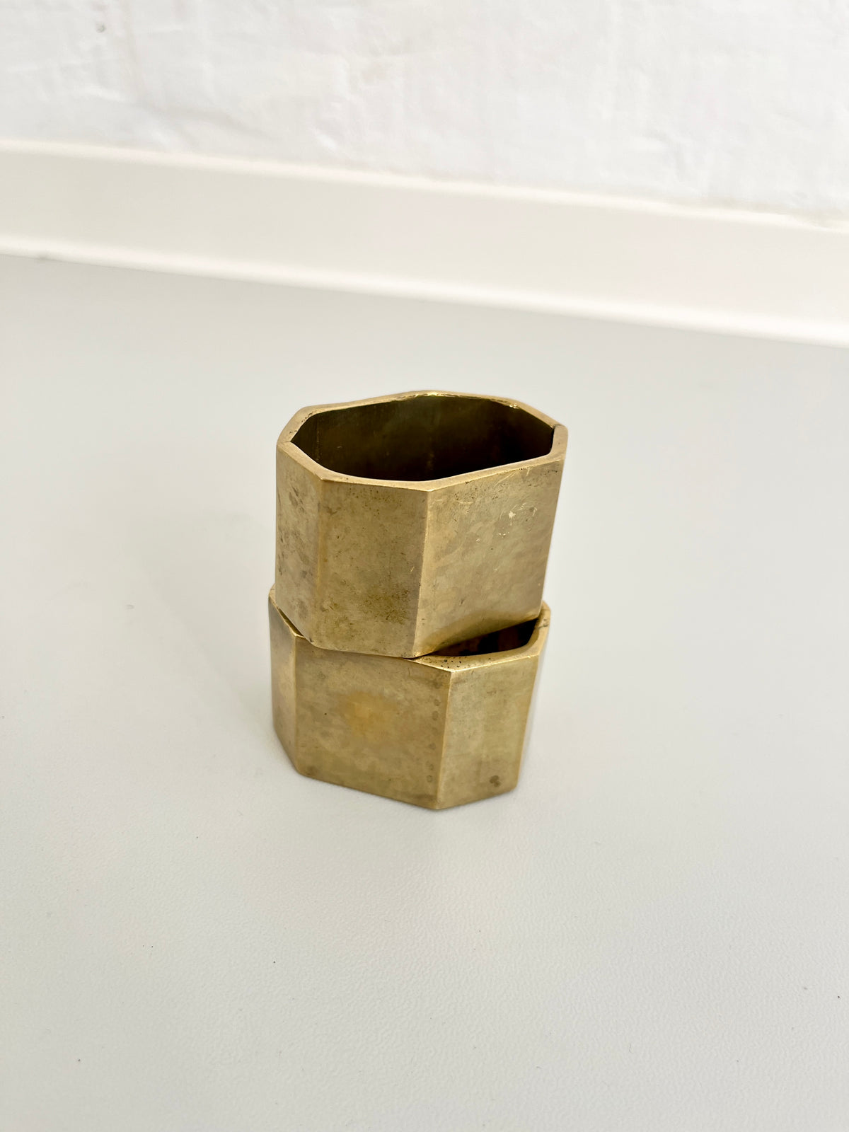 brass napkin rings, Midcentury bronze