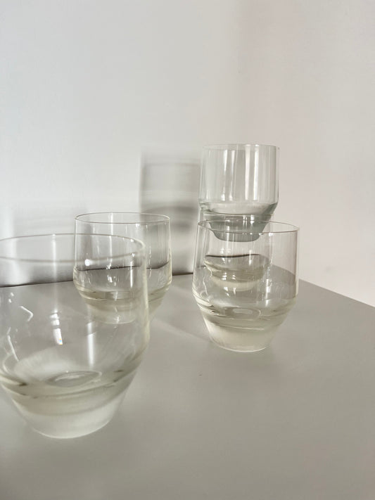 6x Water Glasses with Engraved Vertical Stripes, 1980s