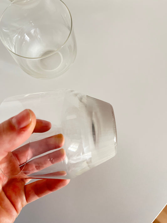 6x Water Glasses with Engraved Vertical Stripes, 1980s