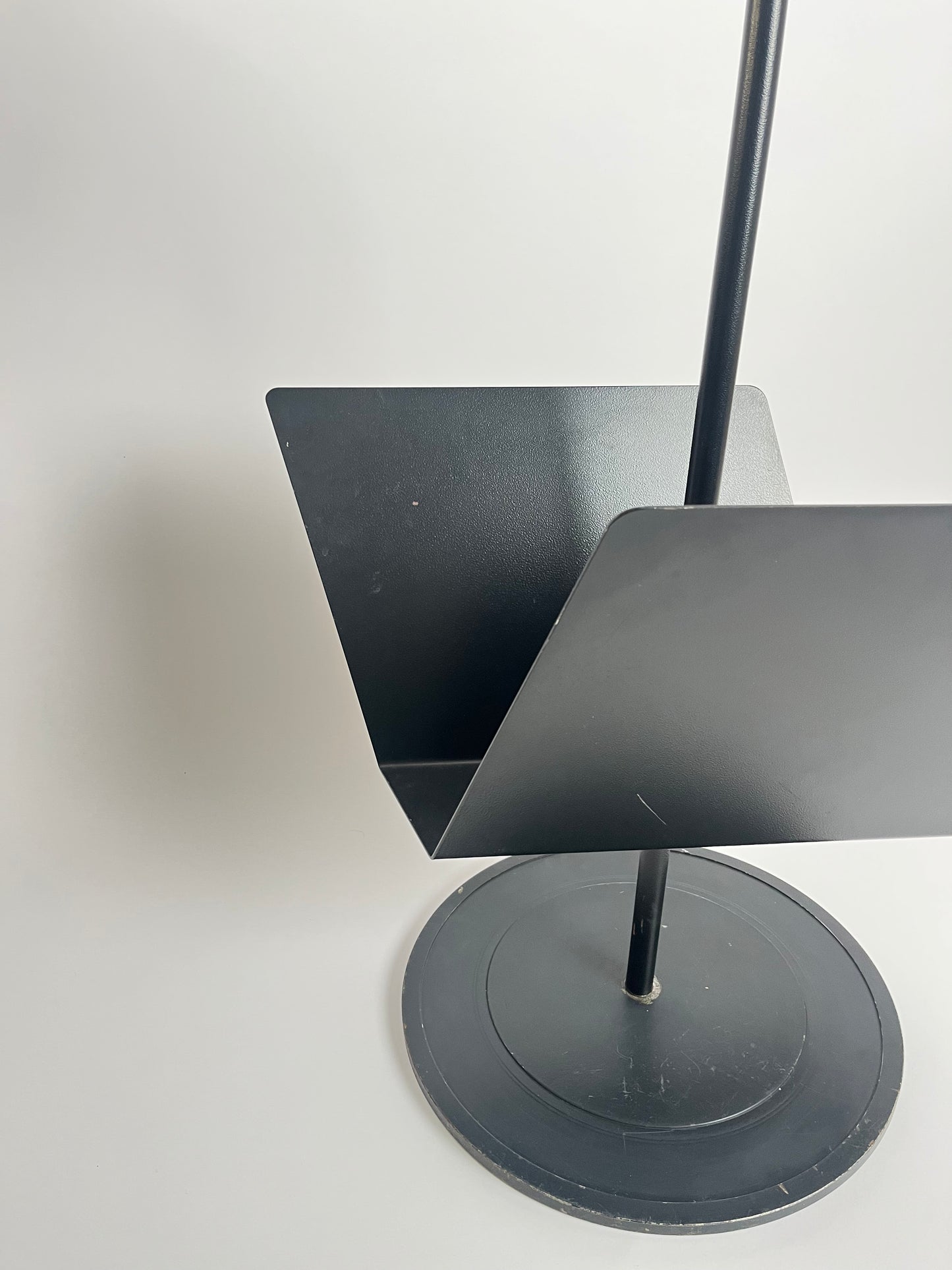 Vintage Postmodernist Black Metal Magazine Rack, Italy, 1980s