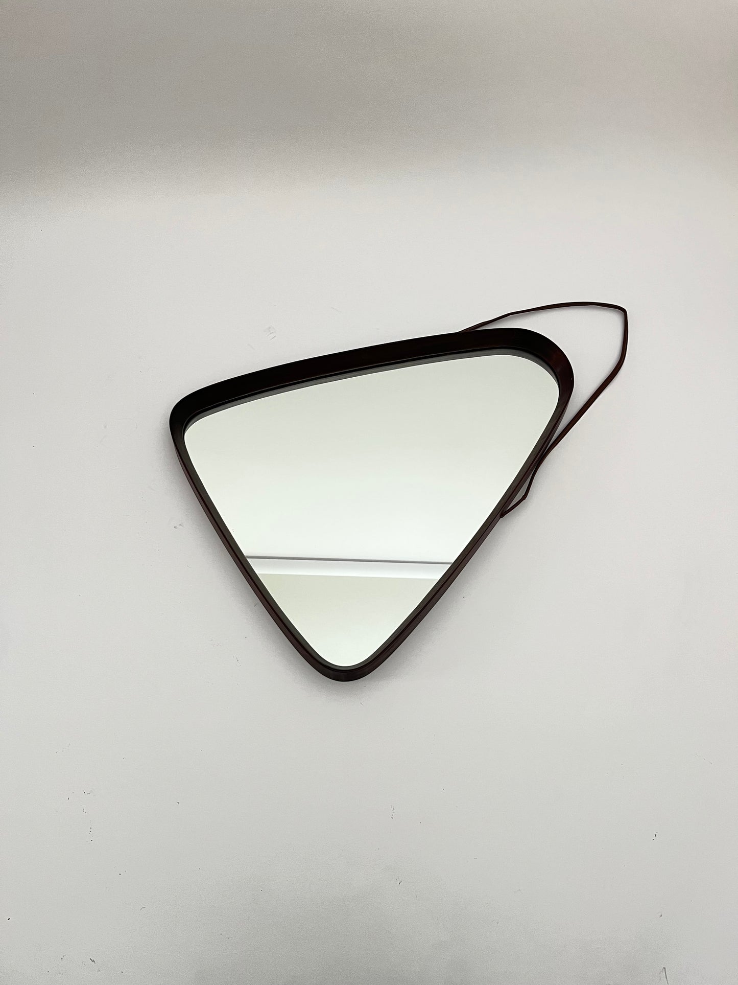 Mid-Century Modern Teak Wall Mirror - Triangular with Rounded Corners, Denmark, 1960s
