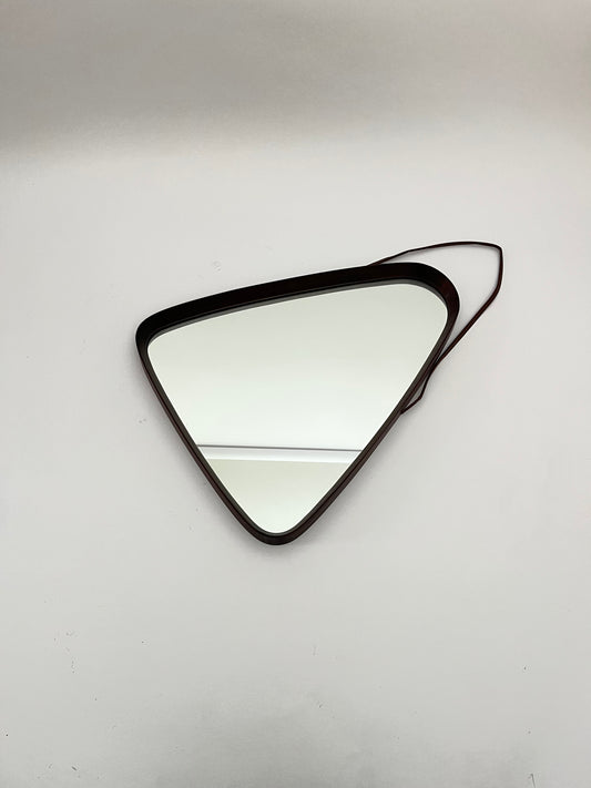 Mid-Century Modern Teak Wall Mirror - Triangular with Rounded Corners, Denmark, 1960s