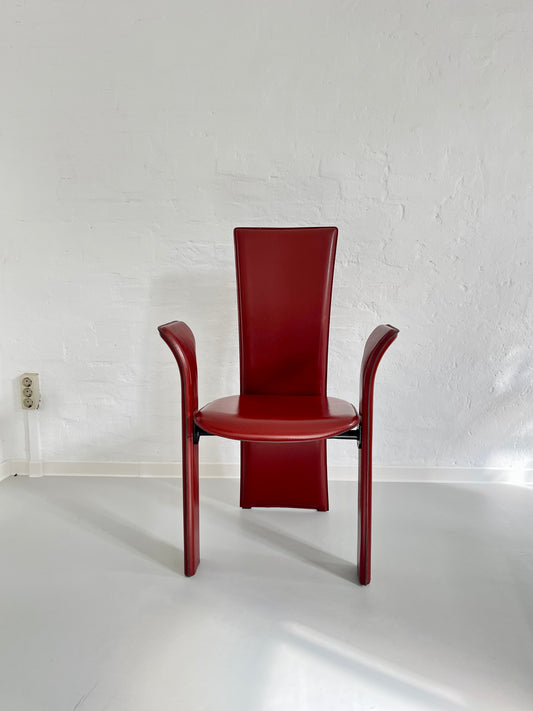 Vintage Frag "Psyra" Leather High-Back Chair, Italy 1980s