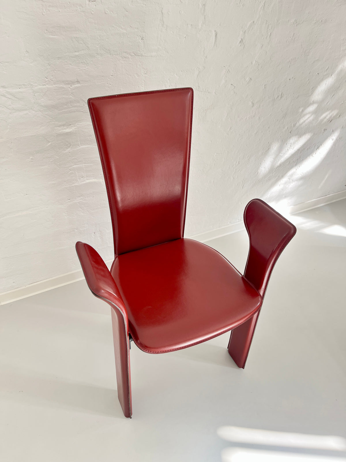Vintage Frag "Psyra" Leather High-Back Chair, Italy 1980s