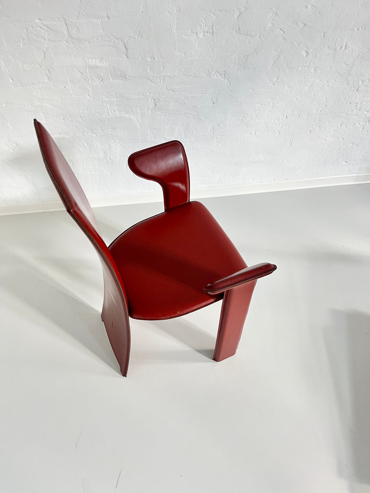 Vintage Frag "Psyra" Leather High-Back Chair, Italy 1980s